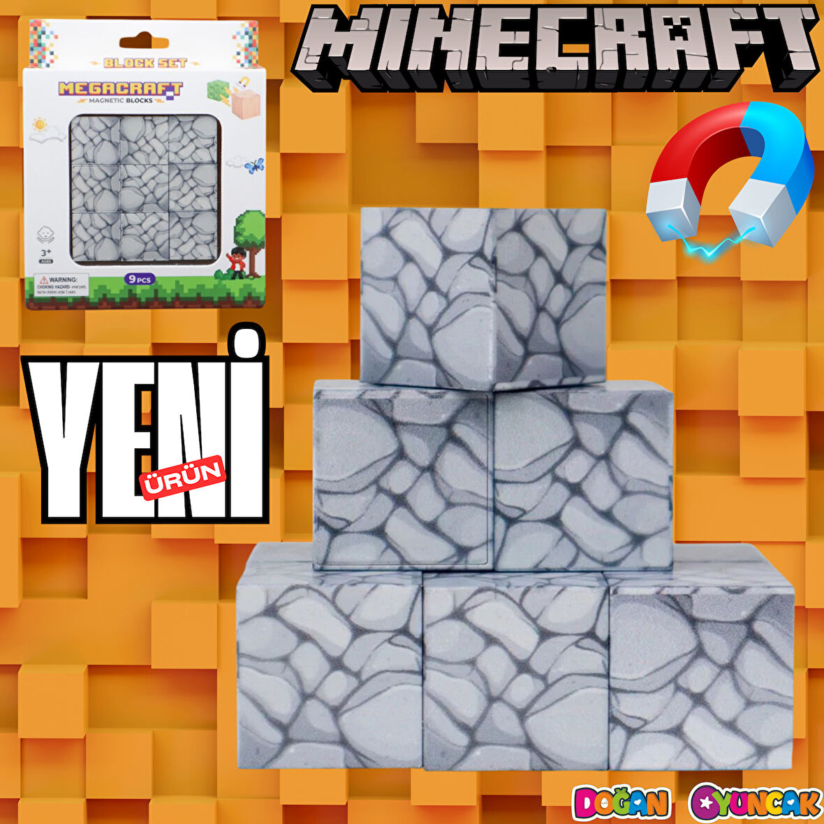 Minecraft Kaya Desenli Blok Manyetik Lego Minecraft Manyetik Lego Minecraft Lego Megacraft Lego Seti Megnetic Blocks