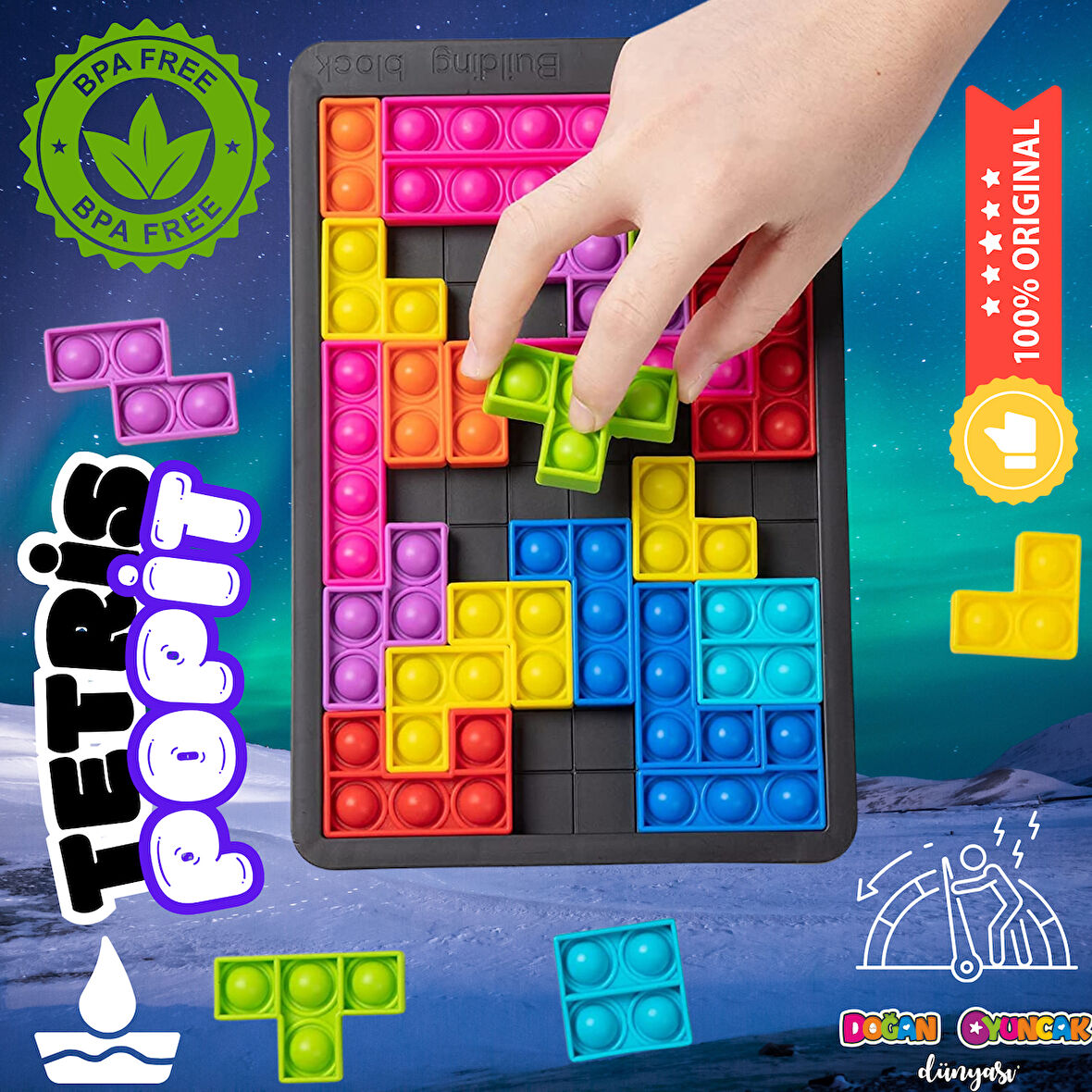 Tetris Popit - Puzzle Popit - Slicon Puzzle Building BlocksPopit - Popit Oyuncak - Stres Oyuncak - Slikon Tetris Popit Oyuncak