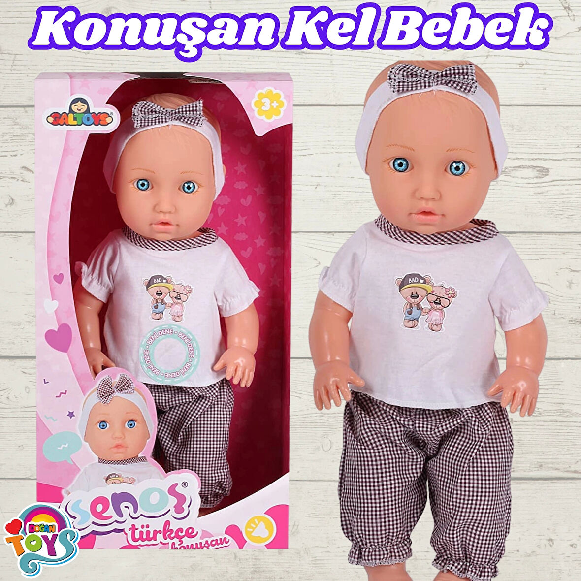 Senoş Kel Bebek - Türkçe Konuşan Senoş Et Bebek - Konuşan Bebek - Senoş Bebek - Siyah