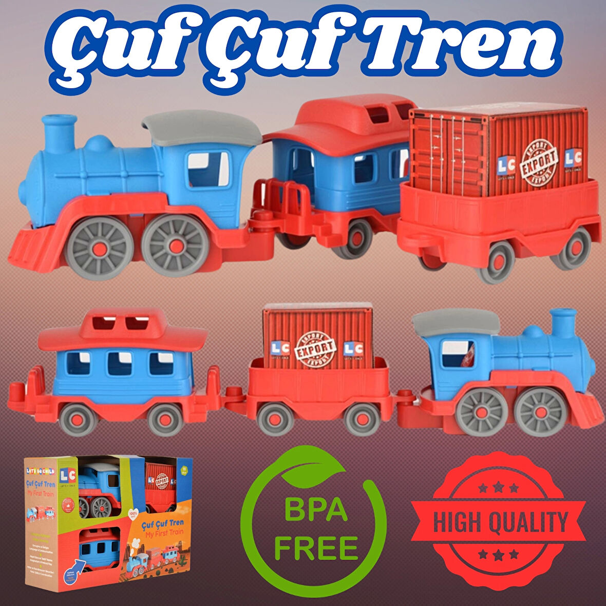 Lüx Çuf Çuf Tren Seti - Plastik Tren - Kırılmaz Oyuncak - Kırılmaz Tren - Tren Oyuncakları - Tren Setleri