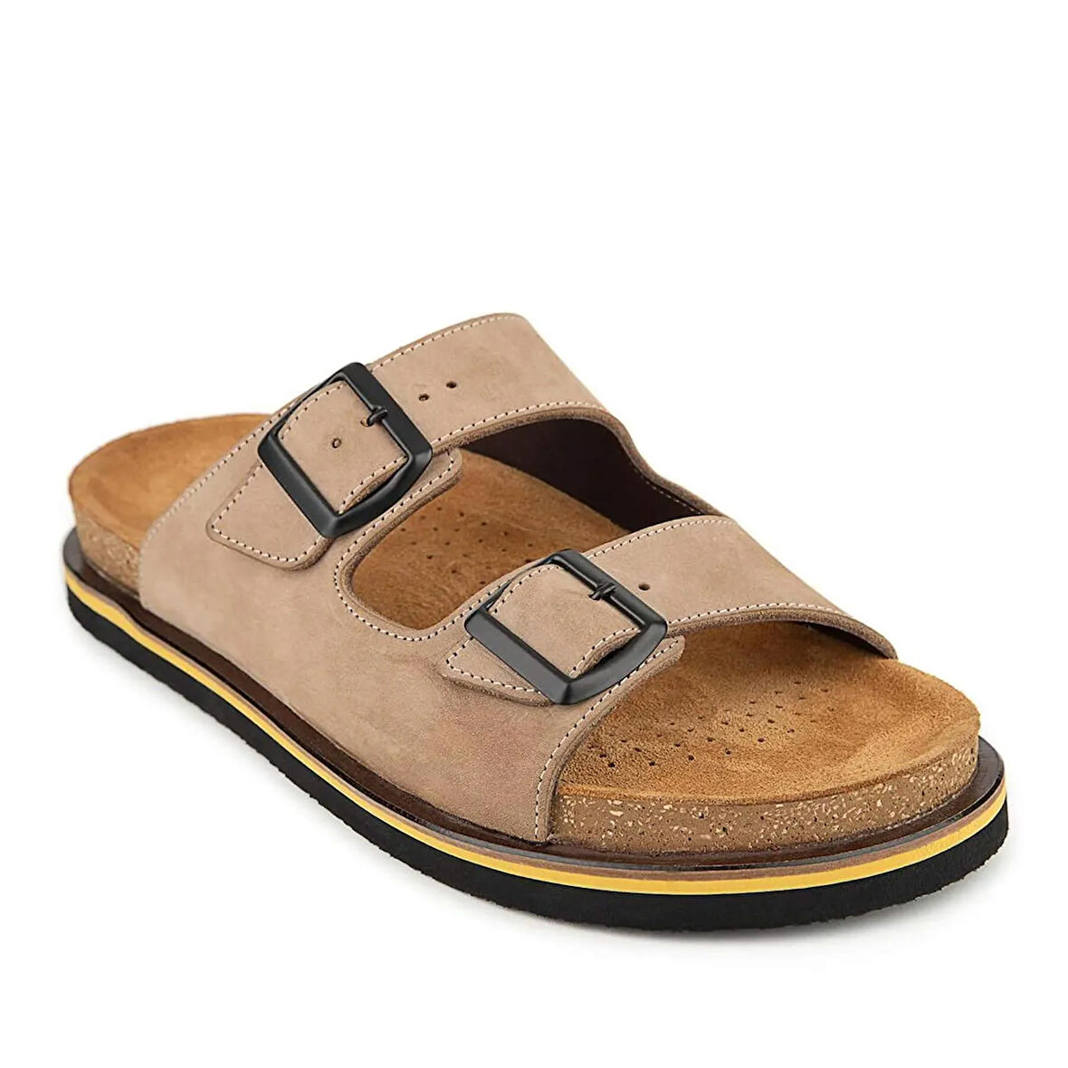 Hush Puppies Brasa 625400 %100 Hakiki Deri Erkek Ortopedik Terlik Kum