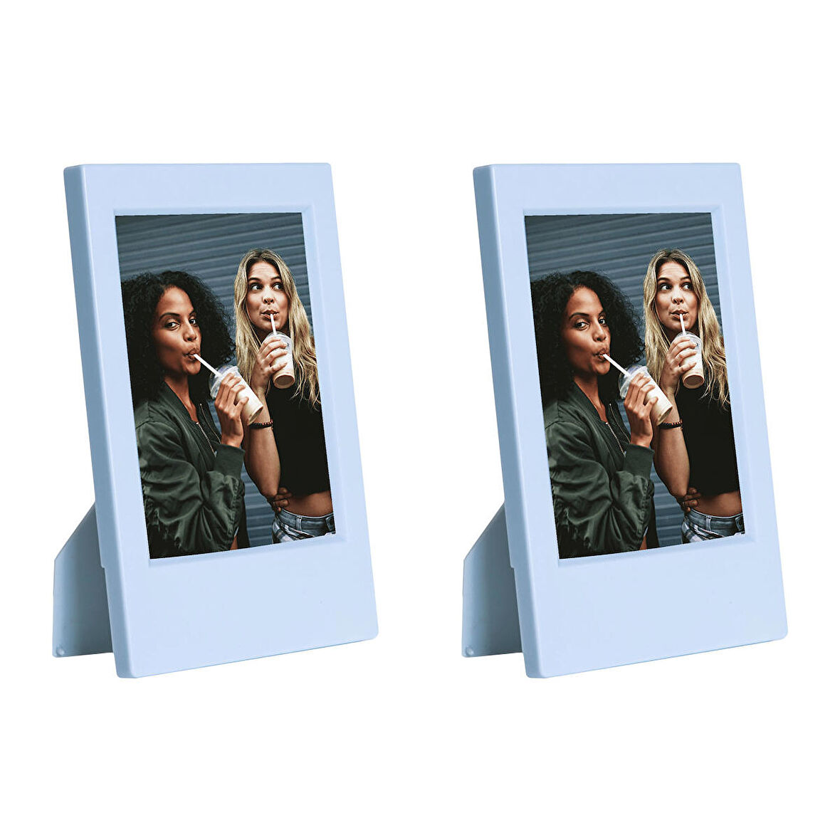 Instax Mini Film Uyumlu Mavi 2'li Klasik Fotoğraf Çerçeve Seti