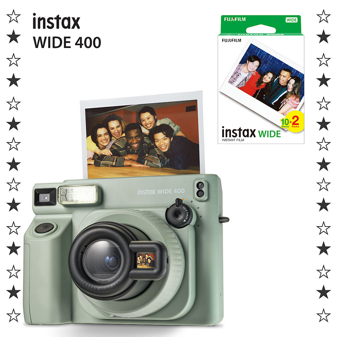 Instax Wide 400 Yeşil Fotoğraf Makinesi ve 20'li Film