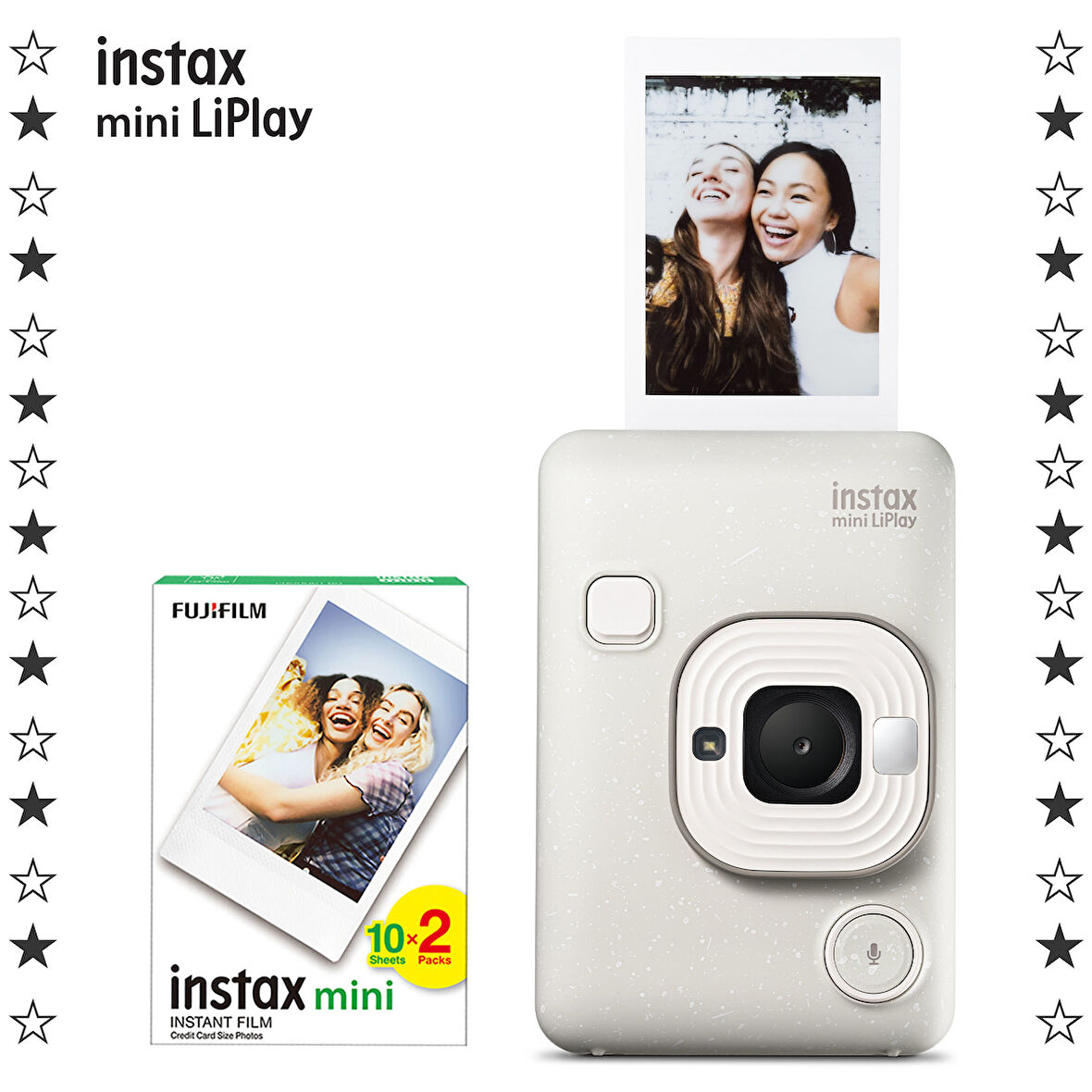 Instax mini LiPlay Hybrid Misty White Fotoğraf Makinesi 20'li Film