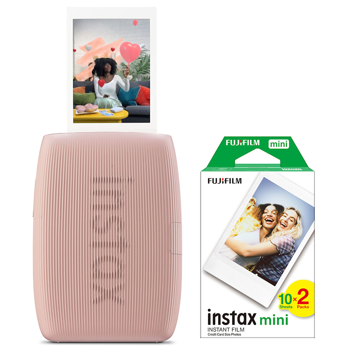 Instax mini Link 3 Pembe Akıllı Telefon Yazıcısı ve 20'li mini Film