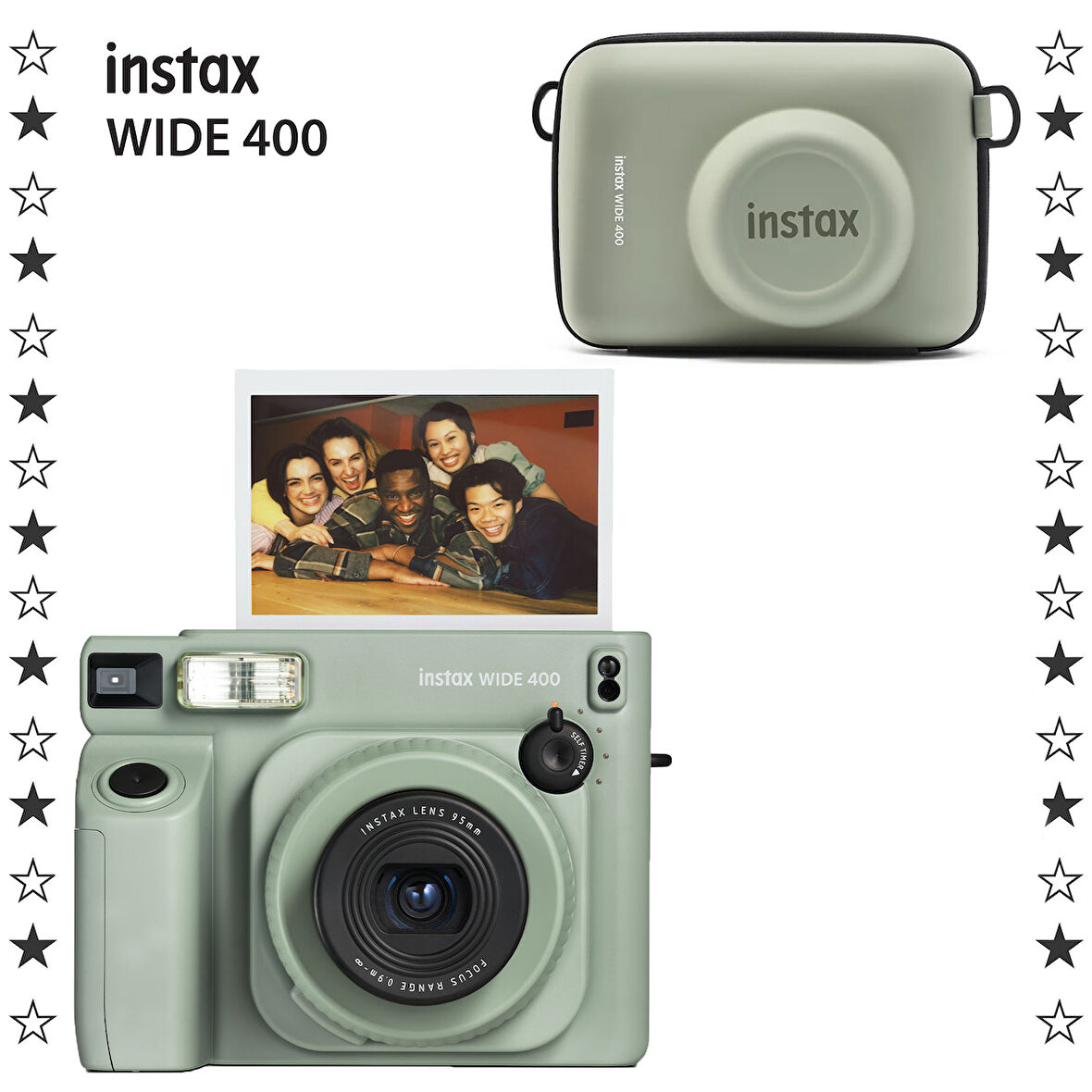 Instax Wide 400 Yeşil Fotoğraf Makinesi ve Eva Kılıf Seti