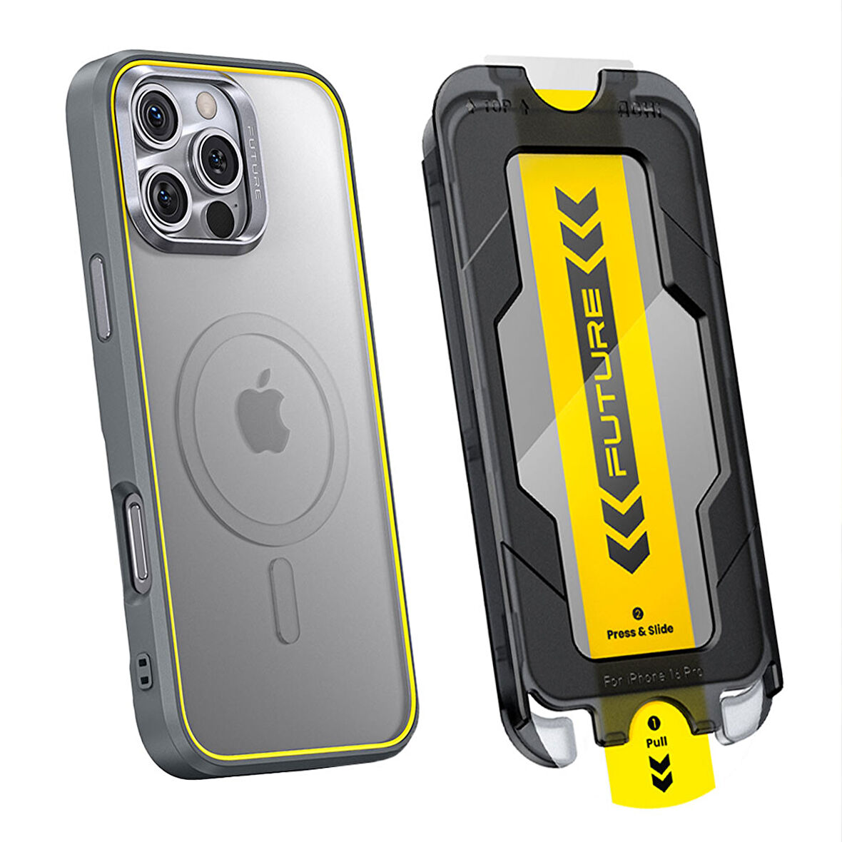 Aohi The Future Iphone 16 Pro Max Kılıfı Natural Titanium, Tam Kaplayan Kırılmaz Temperli Camlı Koruma