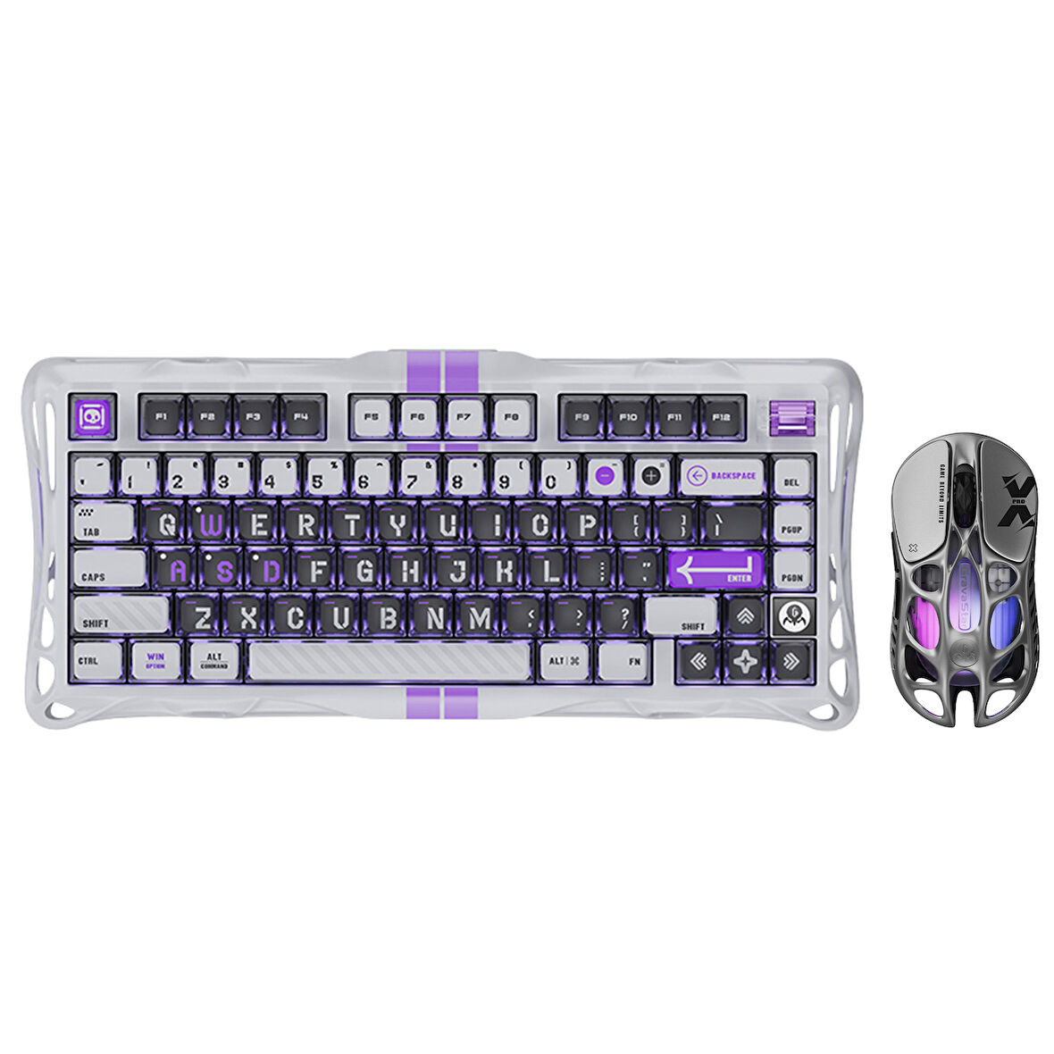 GravaStar Mercury V75 Hall Effect, Rapid Trigger 8.000 Hz Kablolu Manyetik Klavye + XPro 32.000 DPI RGB Kablosuz Mouse Oyuncu Seti, Gri