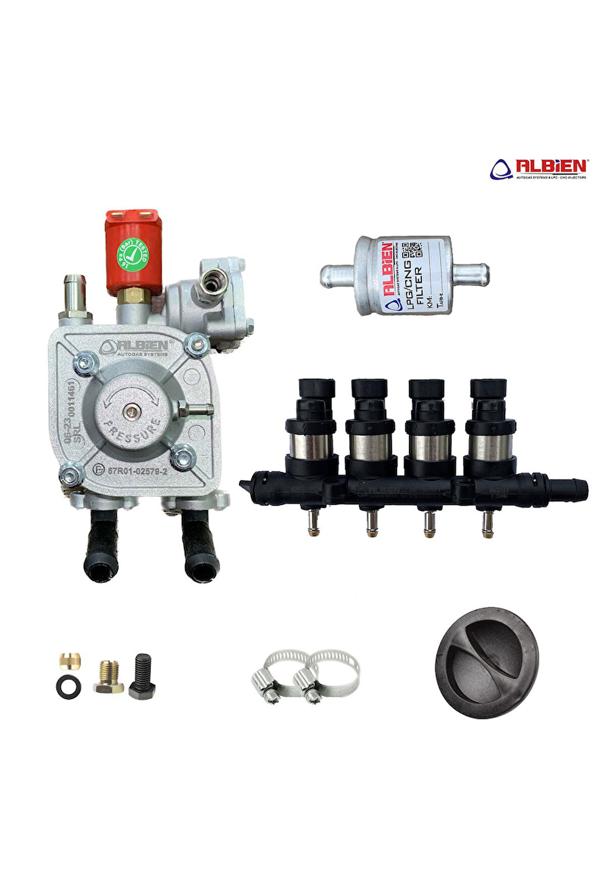 Atiker Uyumlu Gaz Kesicili Sıralı Sistem Regülatör 110kw + Albien Ultra Lpg Enjektör 4 Silindir 2ohm