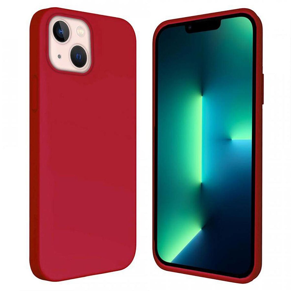Apple iPhone 15 Plus 6.7'' İçi Kadife Silikon Kılıf Kırmızı