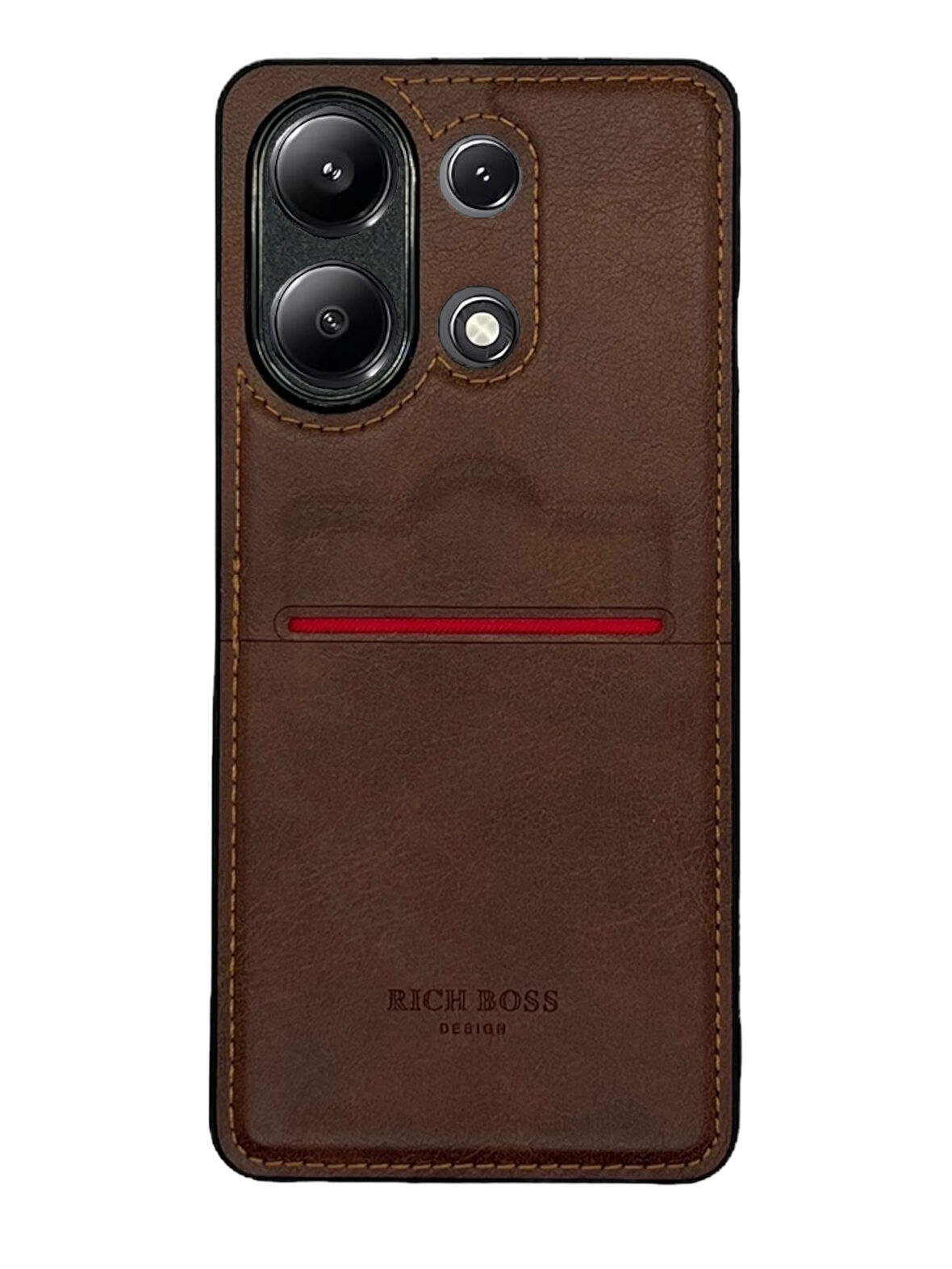 Redmi Note 13 4G Kartlıklı Rich Boss Lüx Deri Kılıf Koyu Kahverengi