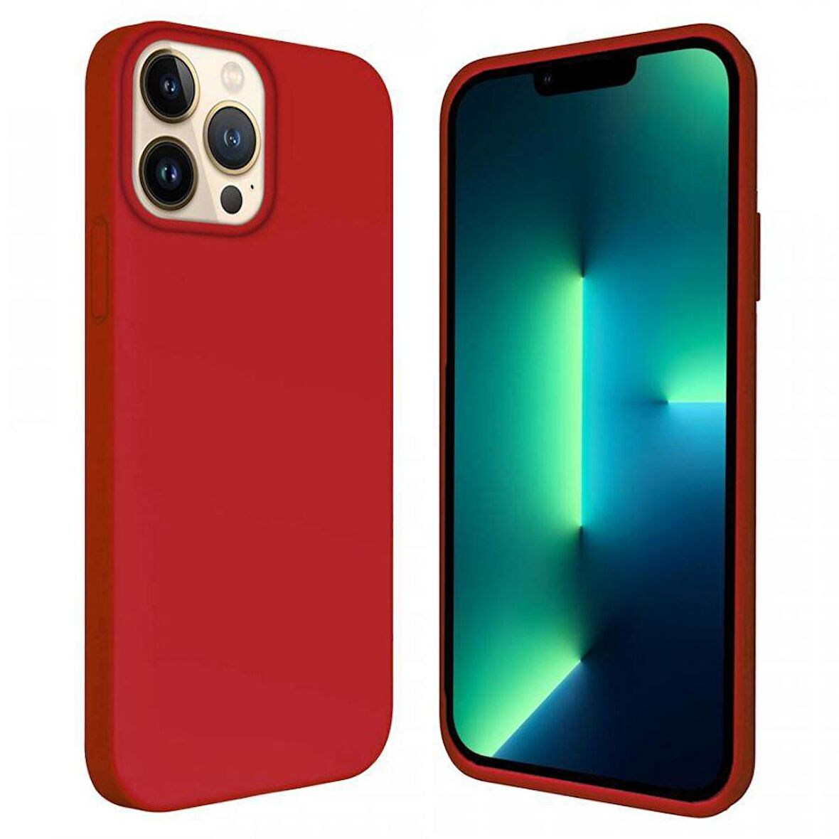 Apple iPhone 15 Pro 6.1'' İçi Kadife Silikon Kılıf Kırmızı