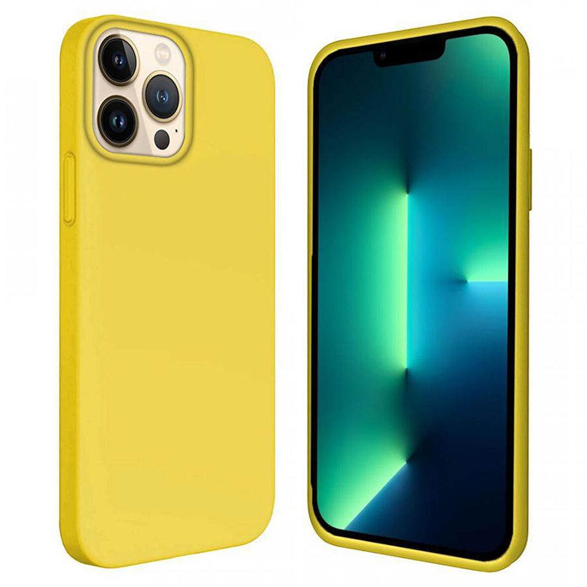 Apple iPhone 15 Pro Max 6.7'' İçi Kadife Silikon Kılıf Sarı