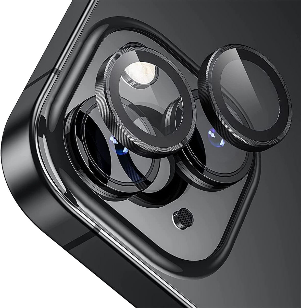 Apple iPhone 15 Gerçek Cam Safir Lens Koruma Siyah