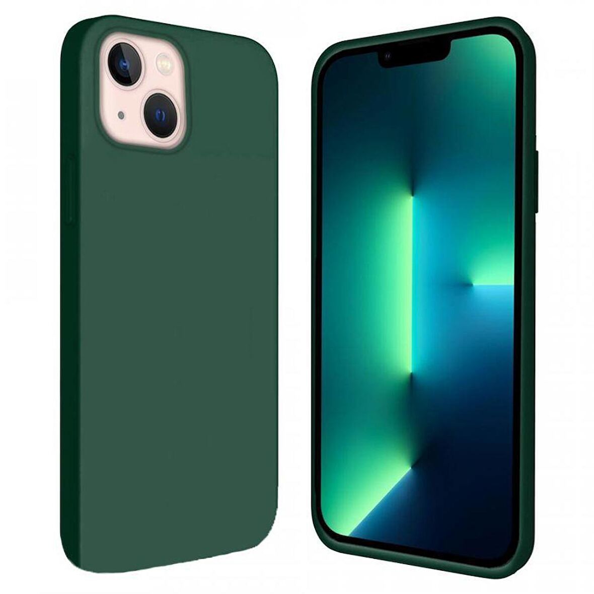 Apple iPhone 15 6.1'' İçi Kadife Silikon Kılıf Haki