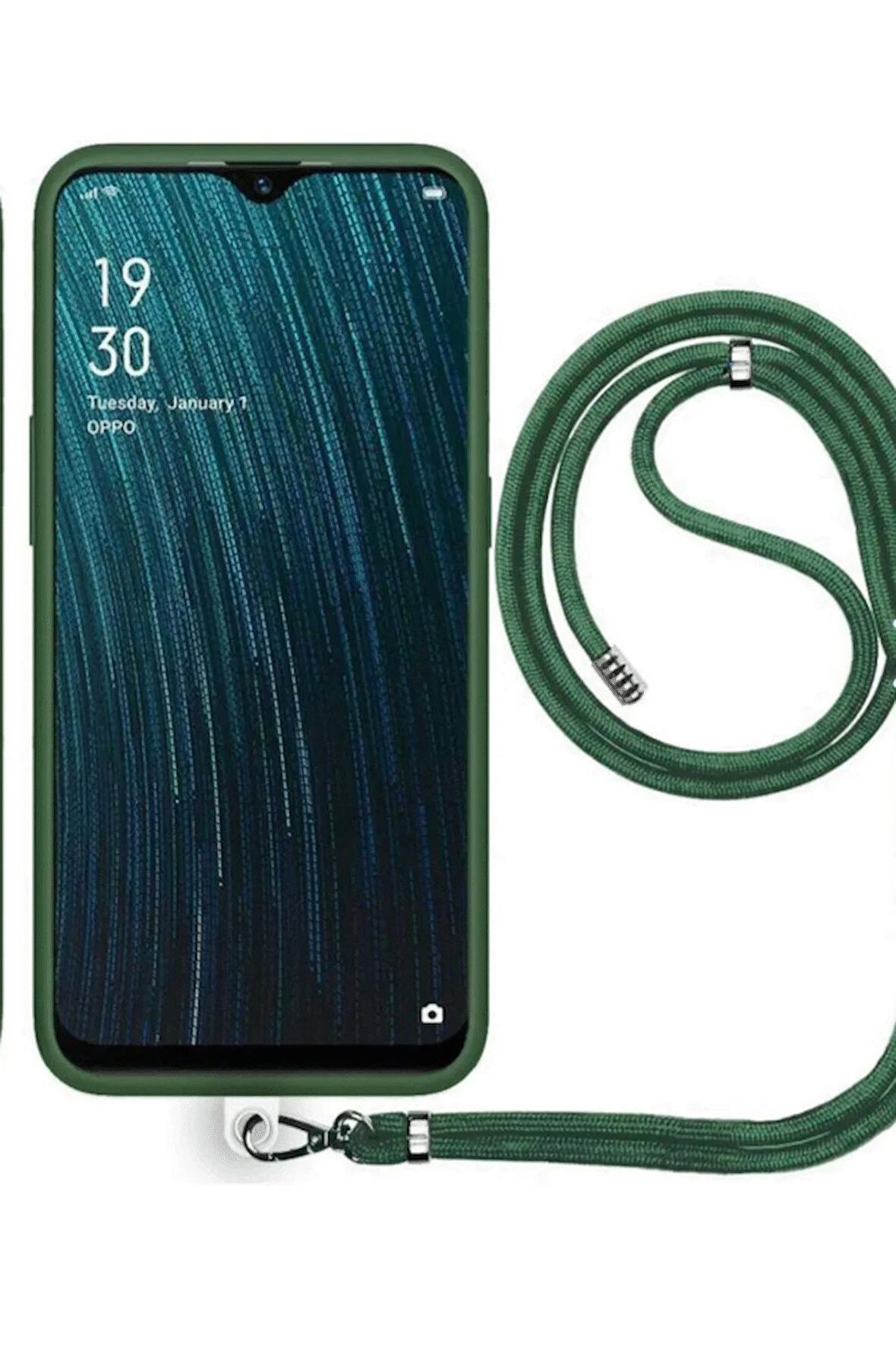 Apple iPhone 15 Pro 6.1'' İp Askılı Silikon Kılıf Haki