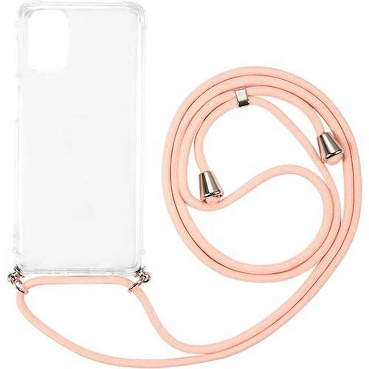 Apple iPhone 15 6.1'' Boyun Askılı Şeffaf Tank Kılıf Pembe