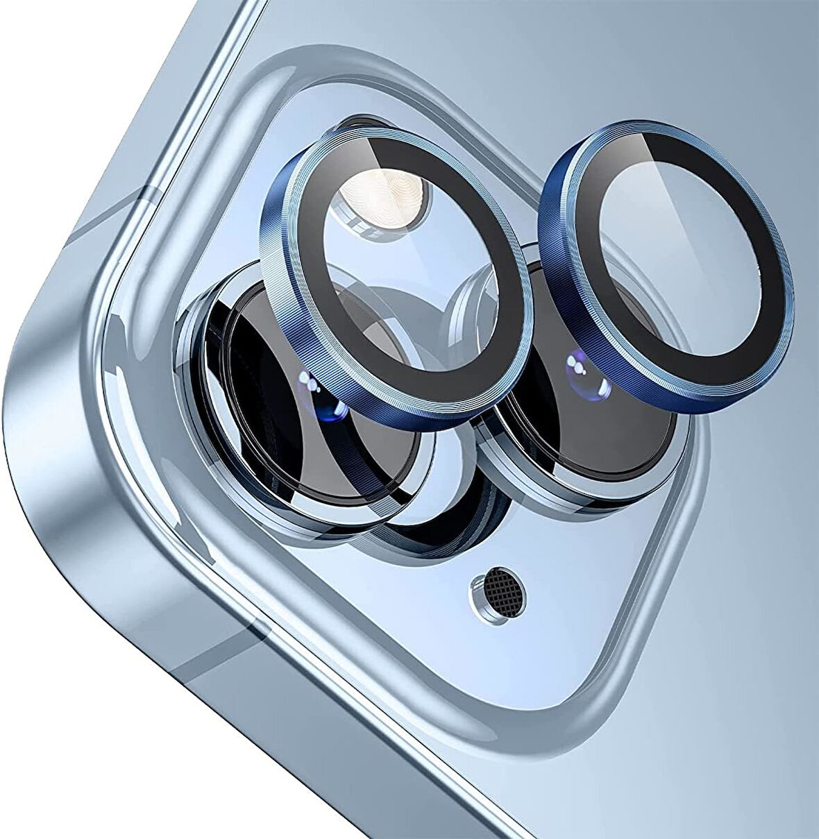 Apple iPhone 13 Gerçek Cam Safir Lens Koruma Mavi