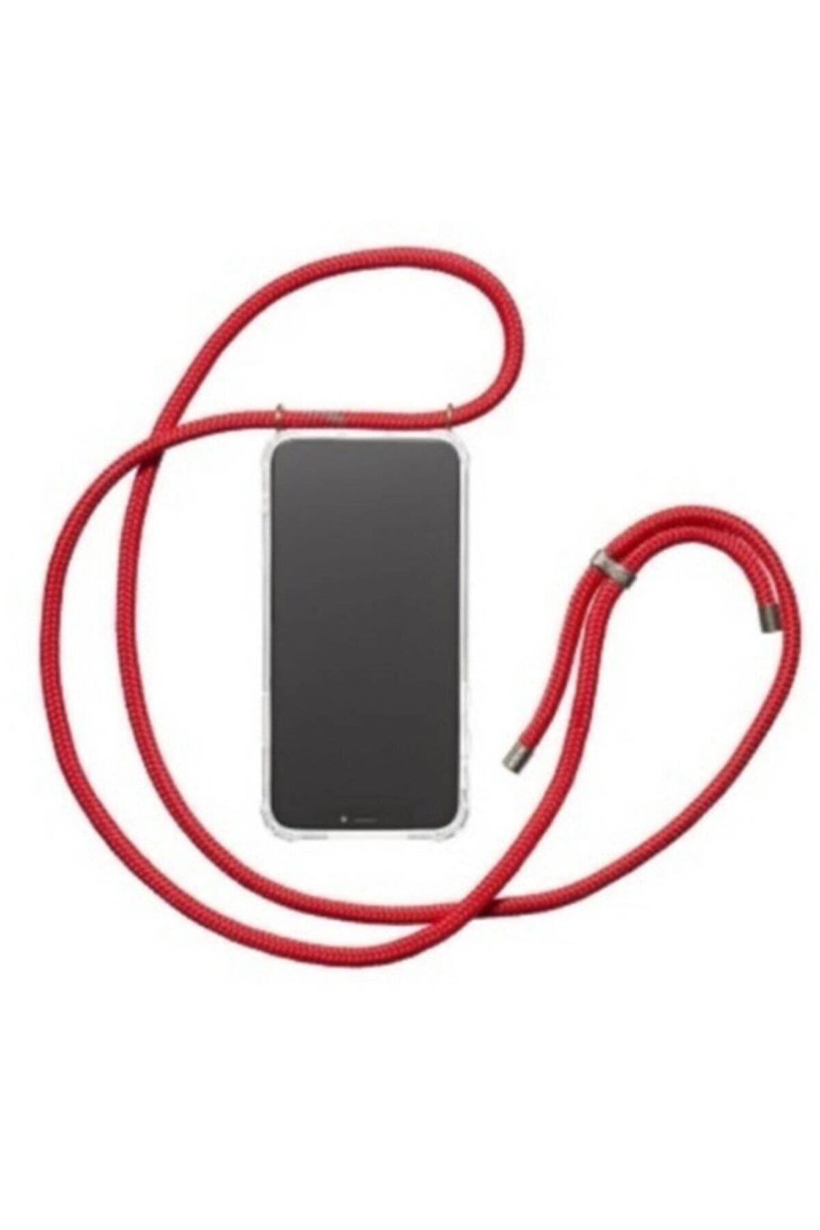 Apple iPhone 16 Plus 6.7'' Boyun Askılı Şeffaf Tank Kılıf Kırmızı