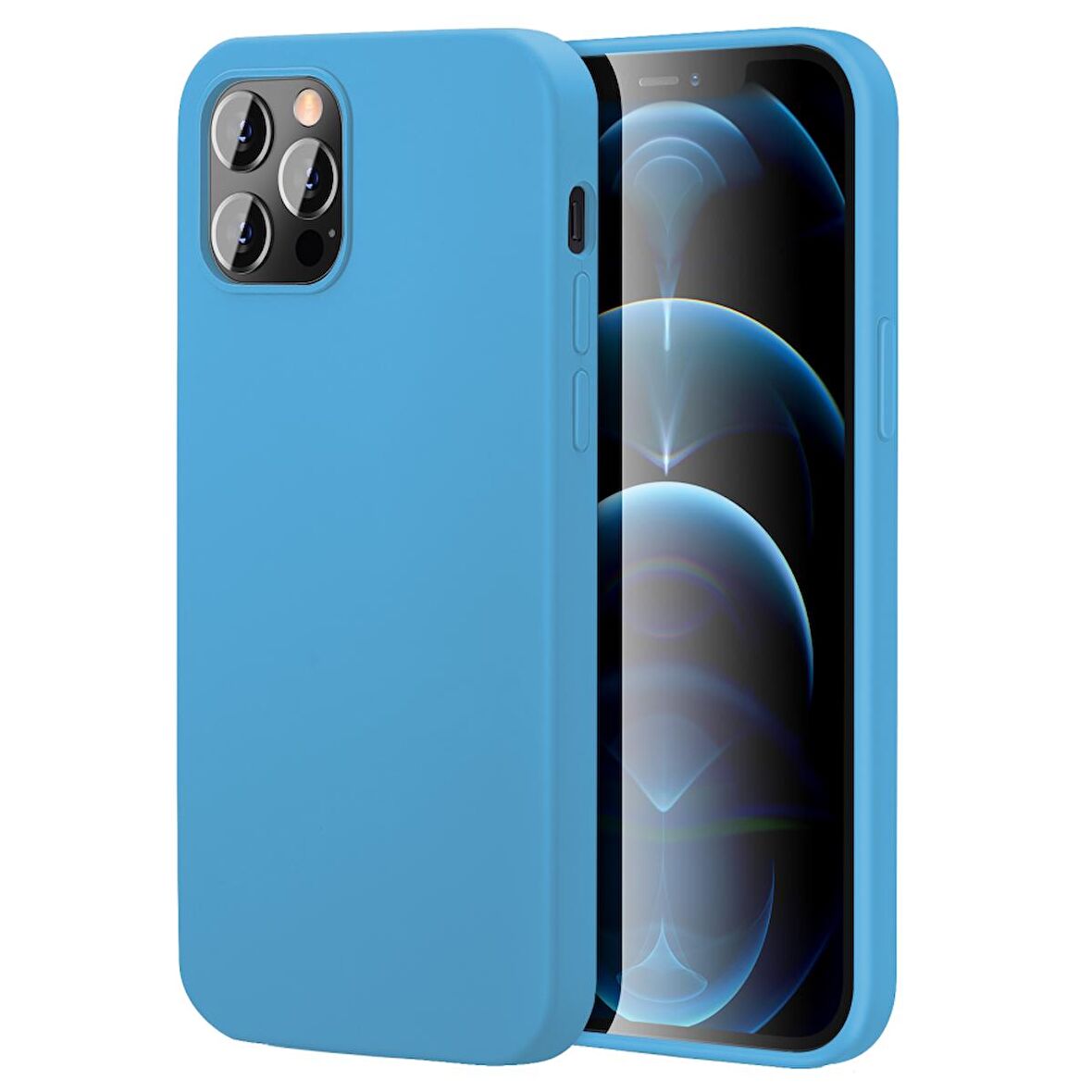 Apple iPhone 15 Pro Max 6.7'' İnce Mat Silikon Kılıf Mavi