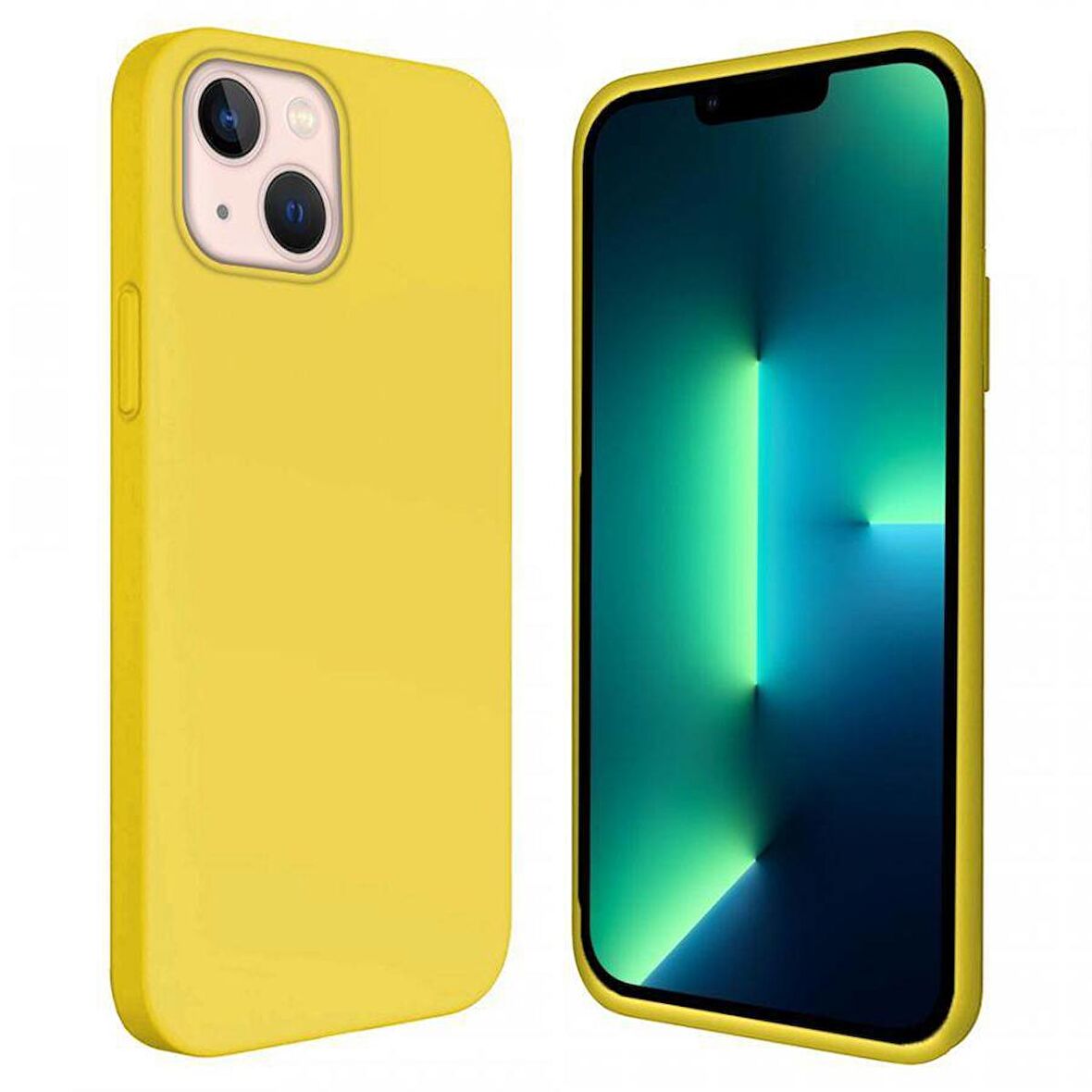 Apple iPhone 15 6.1'' İçi Kadife Silikon Kılıf Sarı