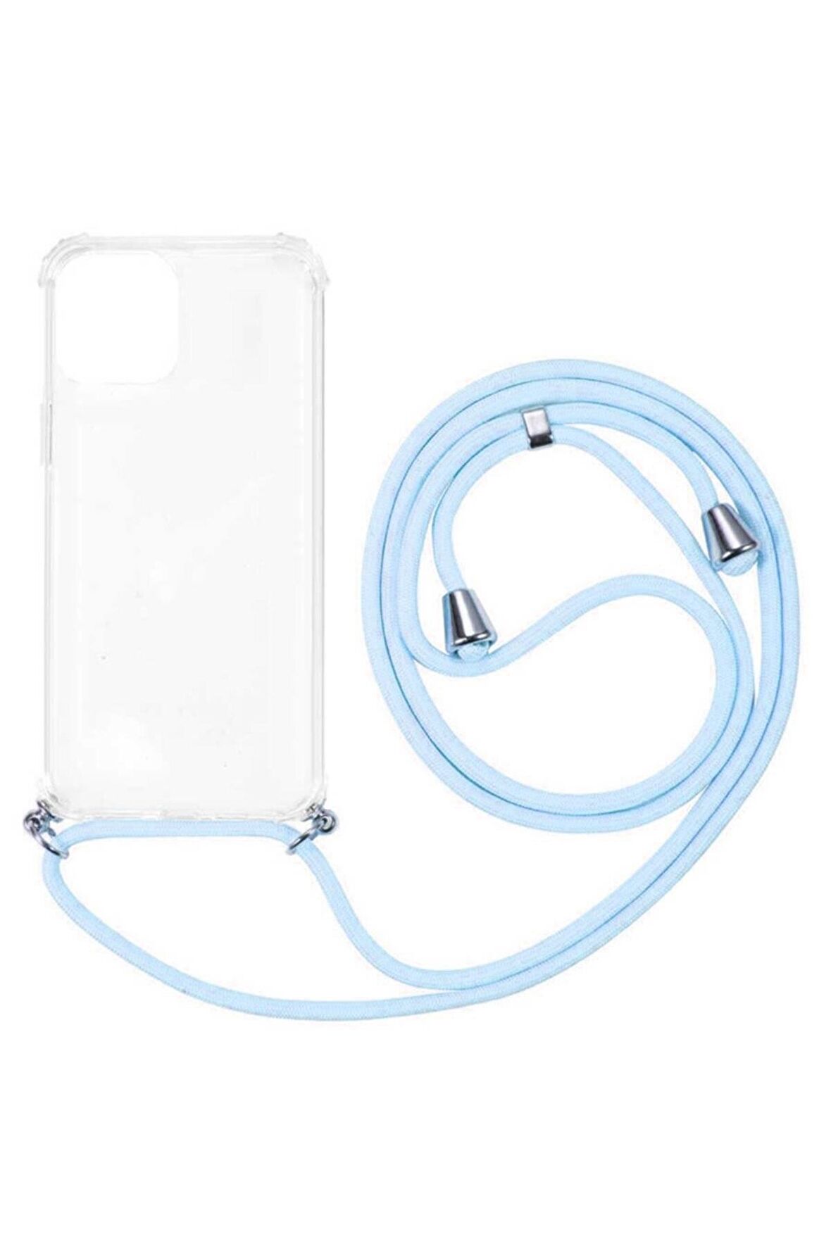 Apple iPhone 15 Plus 6.7'' Boyun Askılı Şeffaf Tank Kılıf Mavi