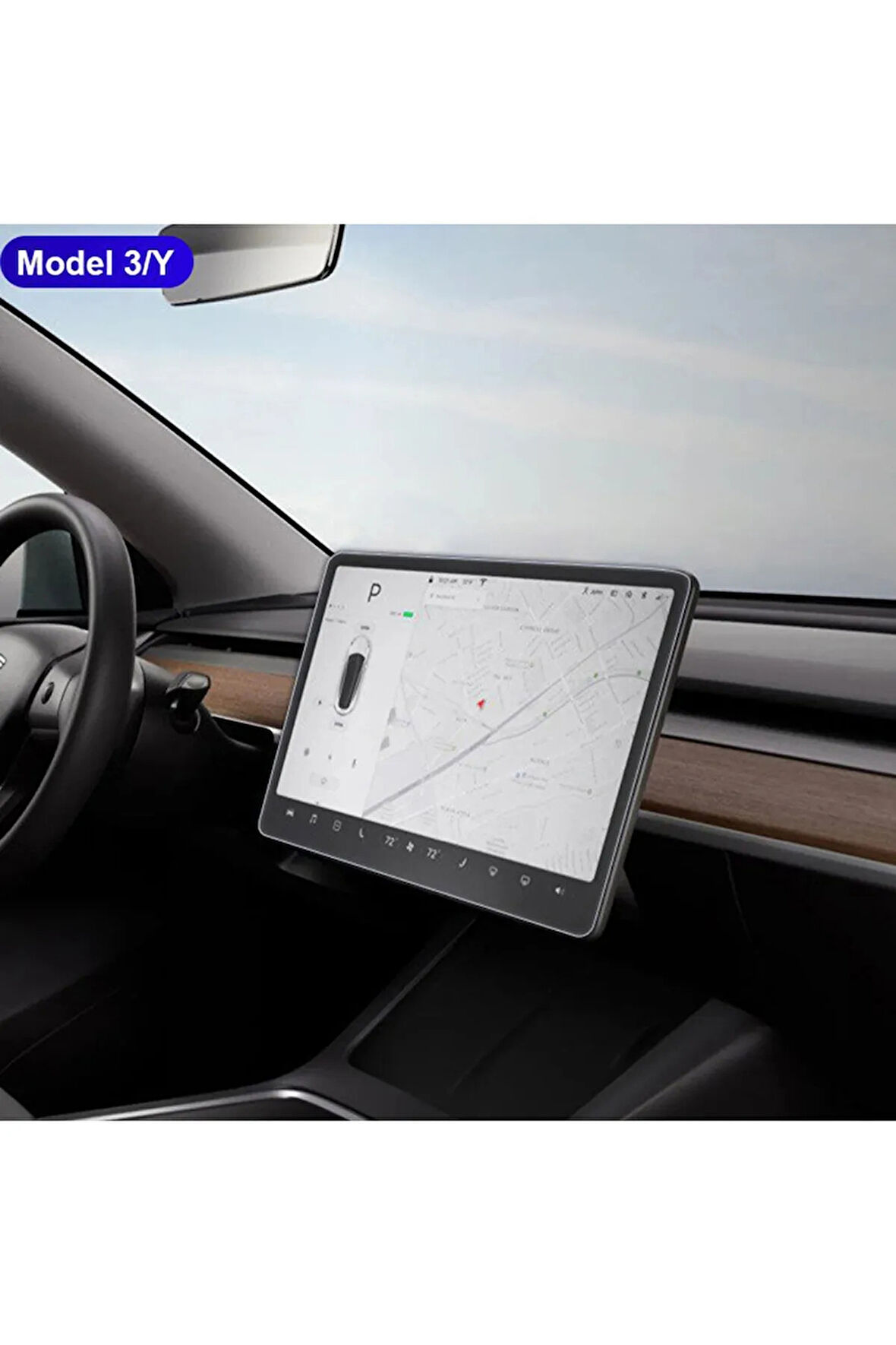 Tesla Model Y & Model 3 Uyumlu 15 inç Multimedya Nano Ekran Koruyucu