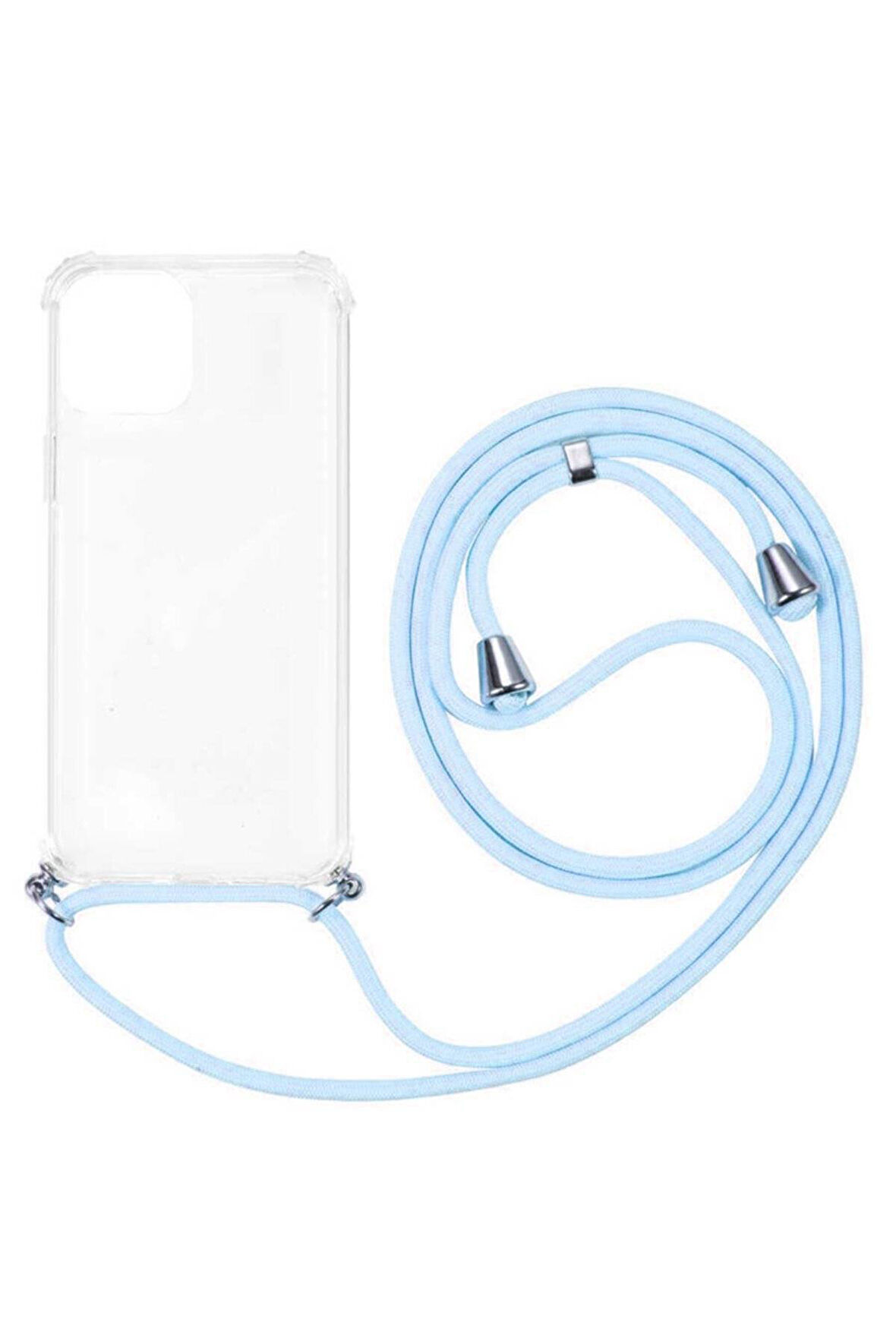 Apple iPhone 16 Plus 6.7'' Boyun Askılı Şeffaf Tank Kılıf Mavi