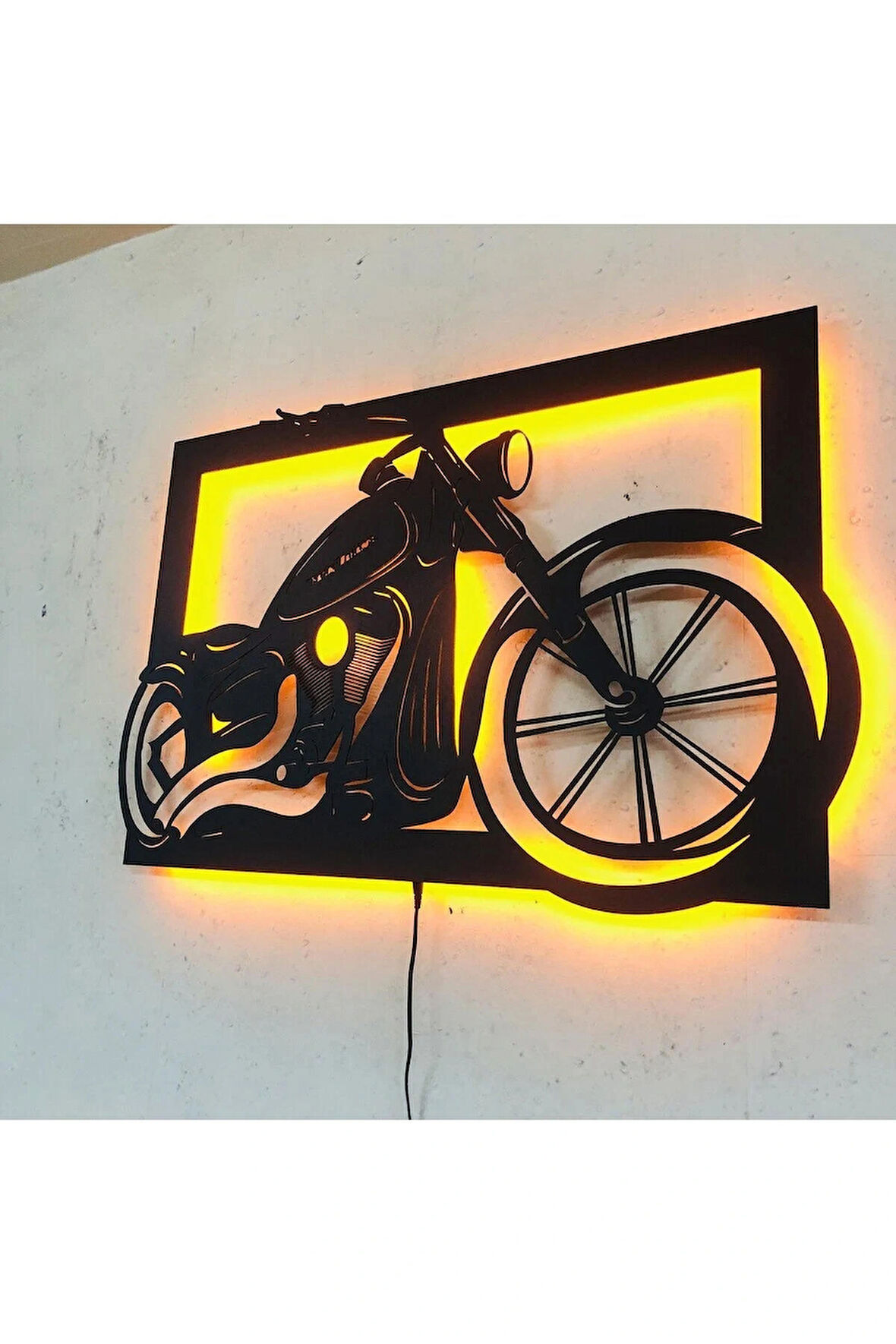 Motor Tutkunlarına Özel: Chopper Motosiklet LED Işıklı MDF Duvar Dekoru