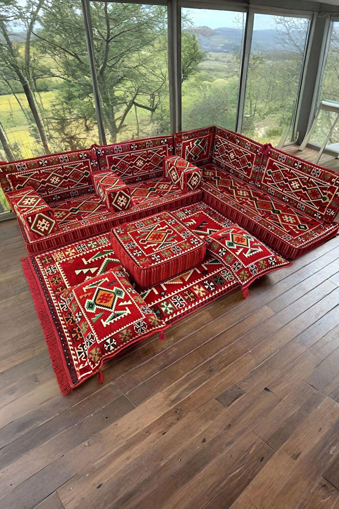 Şark Köşesi Yer Minderi Takımı Otantik Rahat Oturma Minderi Salon Balkon İçin
