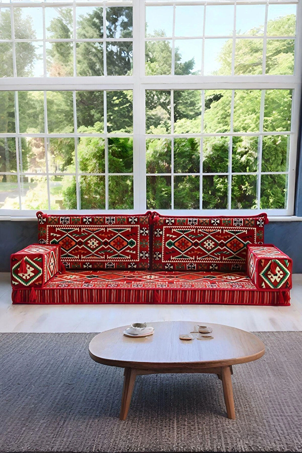 Şark Köşesi Yer Minderi Takımı Otantik Rahat Oturma Minderi Salon Balkon İçin