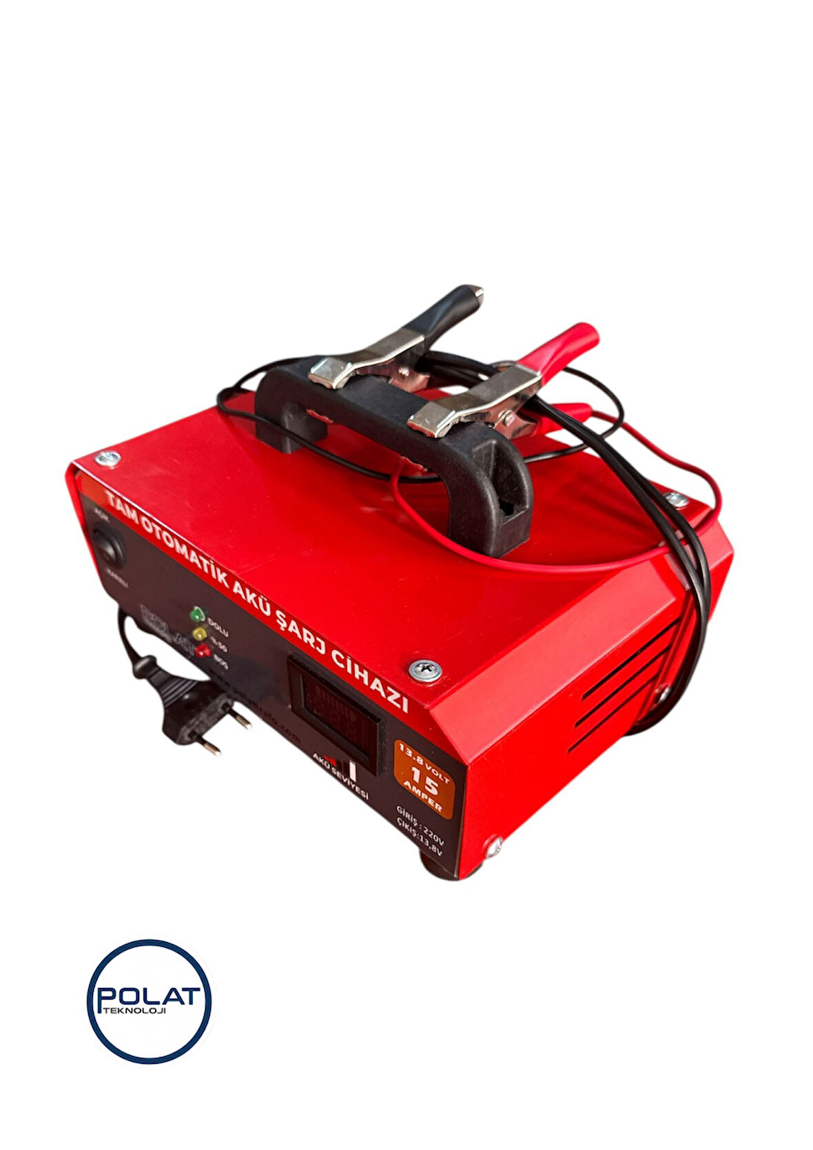 Polat Tam Otomatik 13.8Volt 15Amper LCD Göstergeli Akü Şarj Cihazı