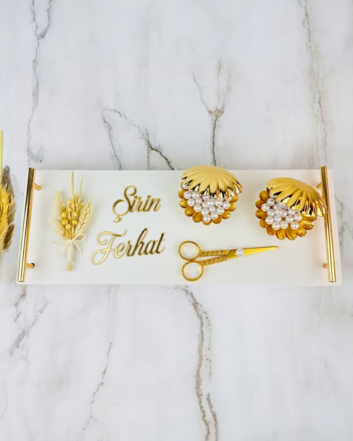 Bond Mermer Söz Nişan Tepsisi