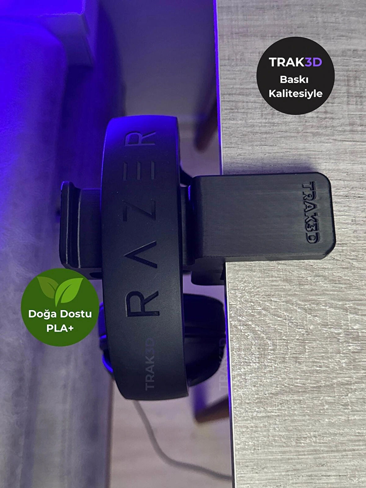 TRAK3D Premium Asılabilir Kulaklık Standı Siyah