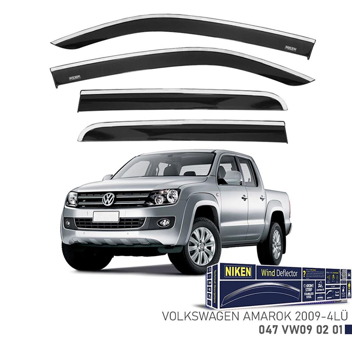 Volkswagen Amarok Niken Kromlu Cam Rüzgarlığı 4lü 2009 2022