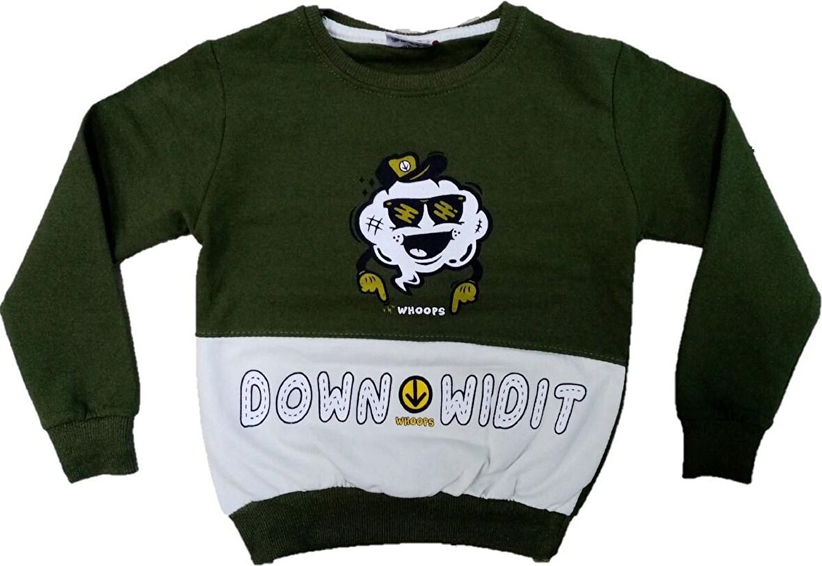 Erkek Çocuk Down Wigit Desenli Sweatshirt