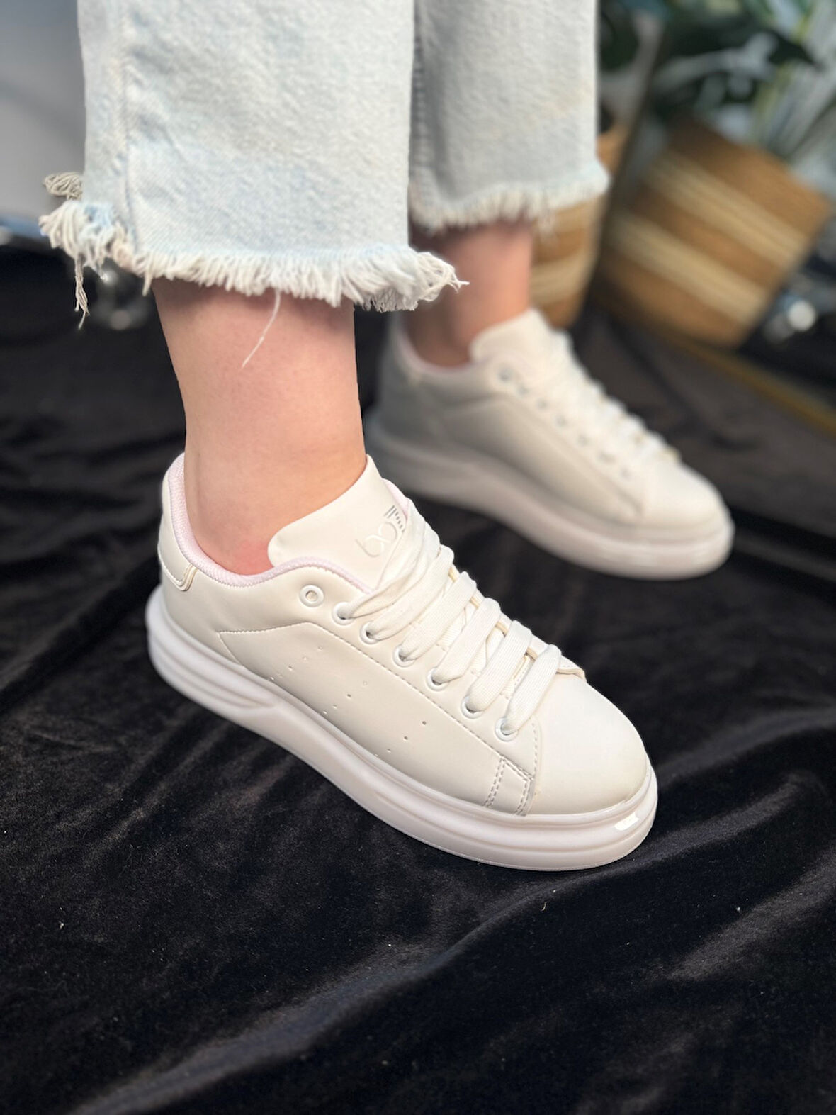 Günlük Unisex Spor Ayakkabı Vegan Deri Bağcıklı Hafif Kalın Yüksek Taban Yürüyüş Sneaker 628