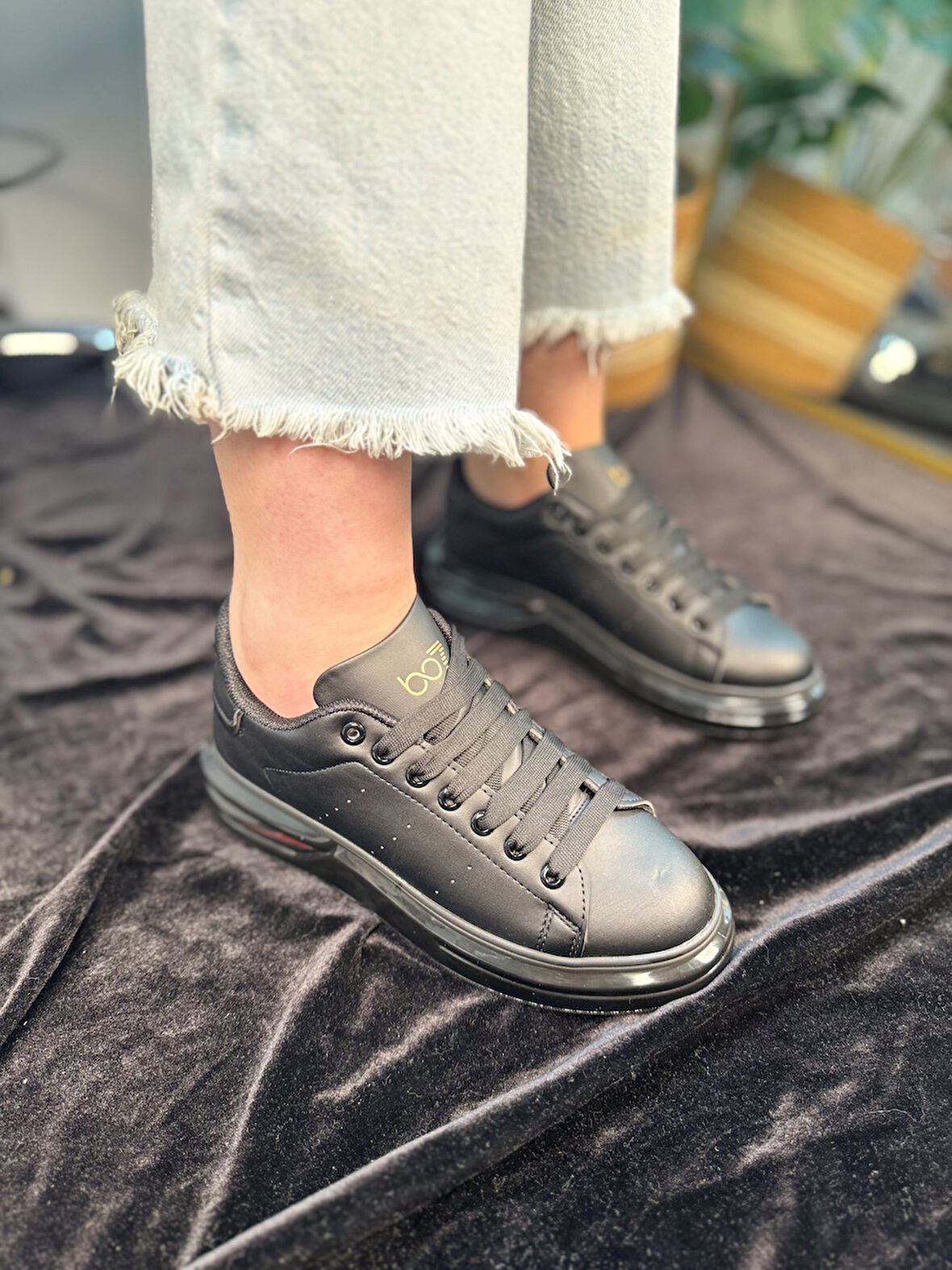 Günlük Unisex Spor Ayakkabı Vegan Deri Bağcıklı Hafif Kalın Yüksek Taban Yürüyüş Sneaker 628