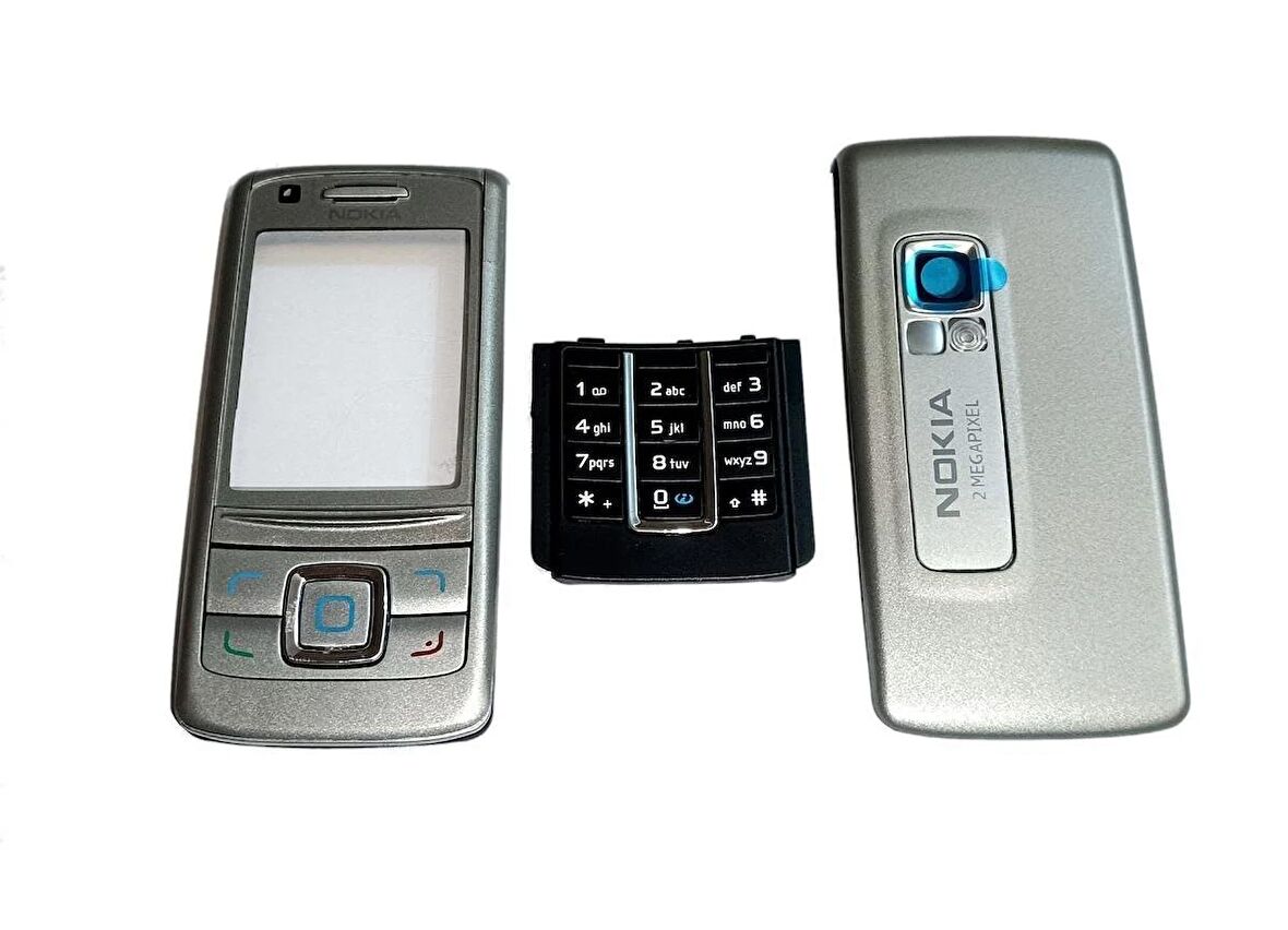 Nokia 6280 Kapak Nokia 6280 uyumlu Gri ön Kapak Arka Kapak ve Tuş Takımı