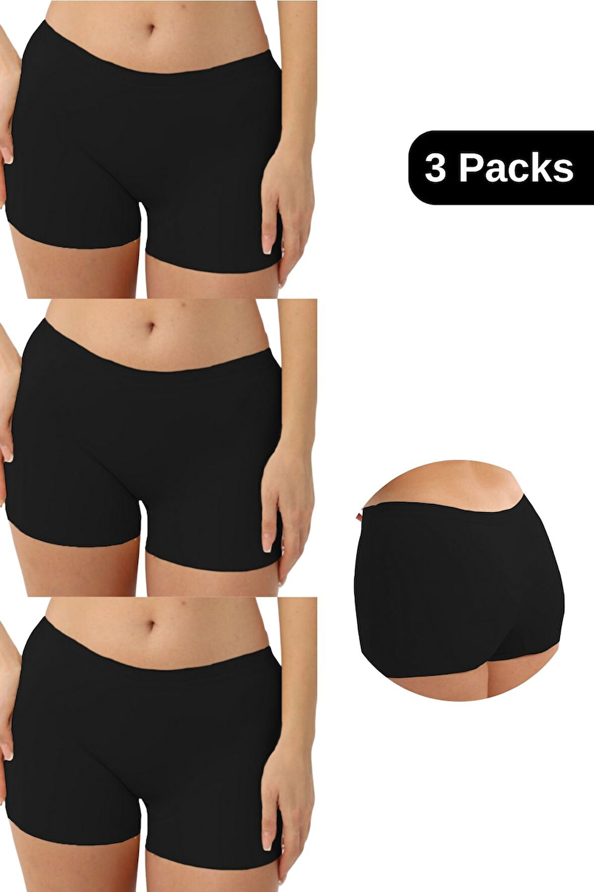 Kadın Boxer Külot - İz Yapmaz Dikişsiz Mikro Kumaş 3'lü Özel Paket (Siyah, Beyaz, Ten Renk)