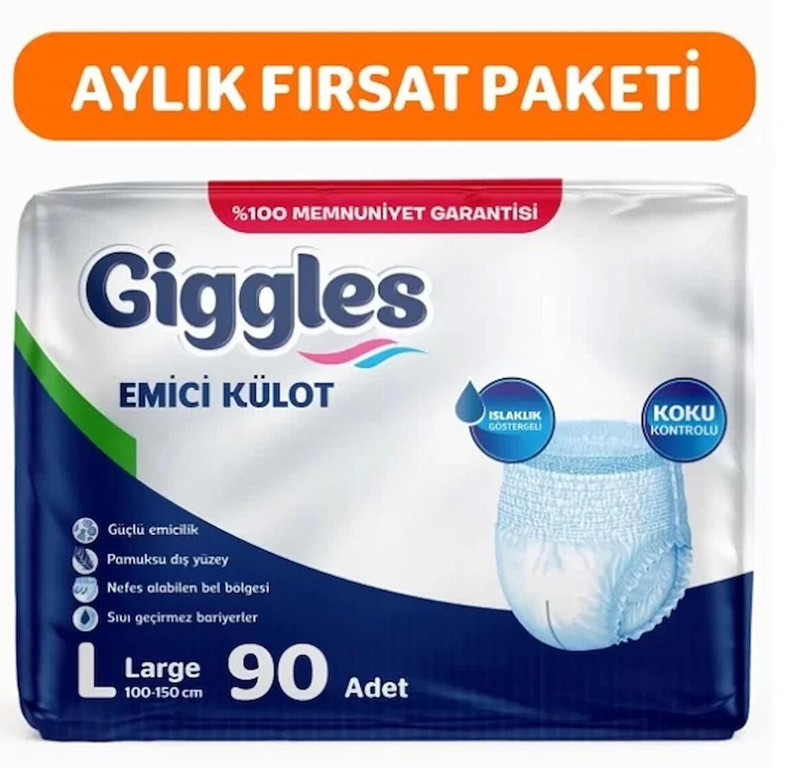 Yetişkin Emici Külot Large 30'lu 3 Paket 90 Adet