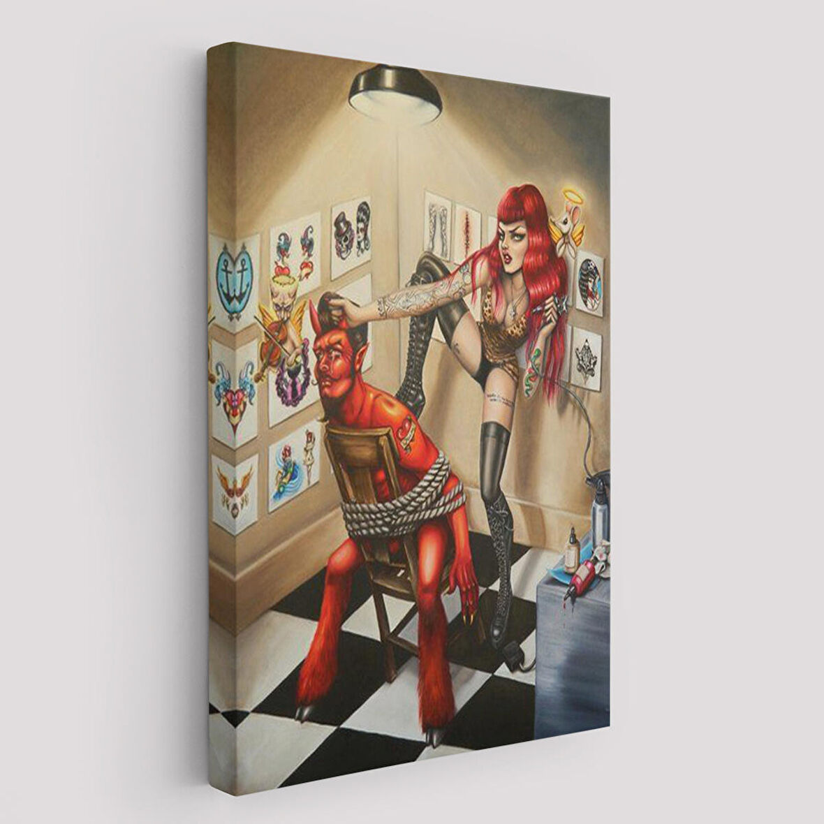 Şeytanı Yakalayan Dövmeci Kız Duvar Tablosu-6285