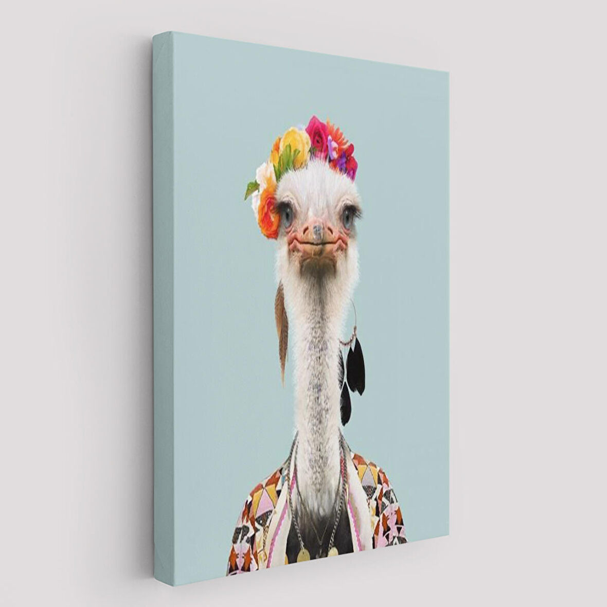 İnsan Kıyafetli Deve Kuşu Dekoratif Duvar Tablosu -6286