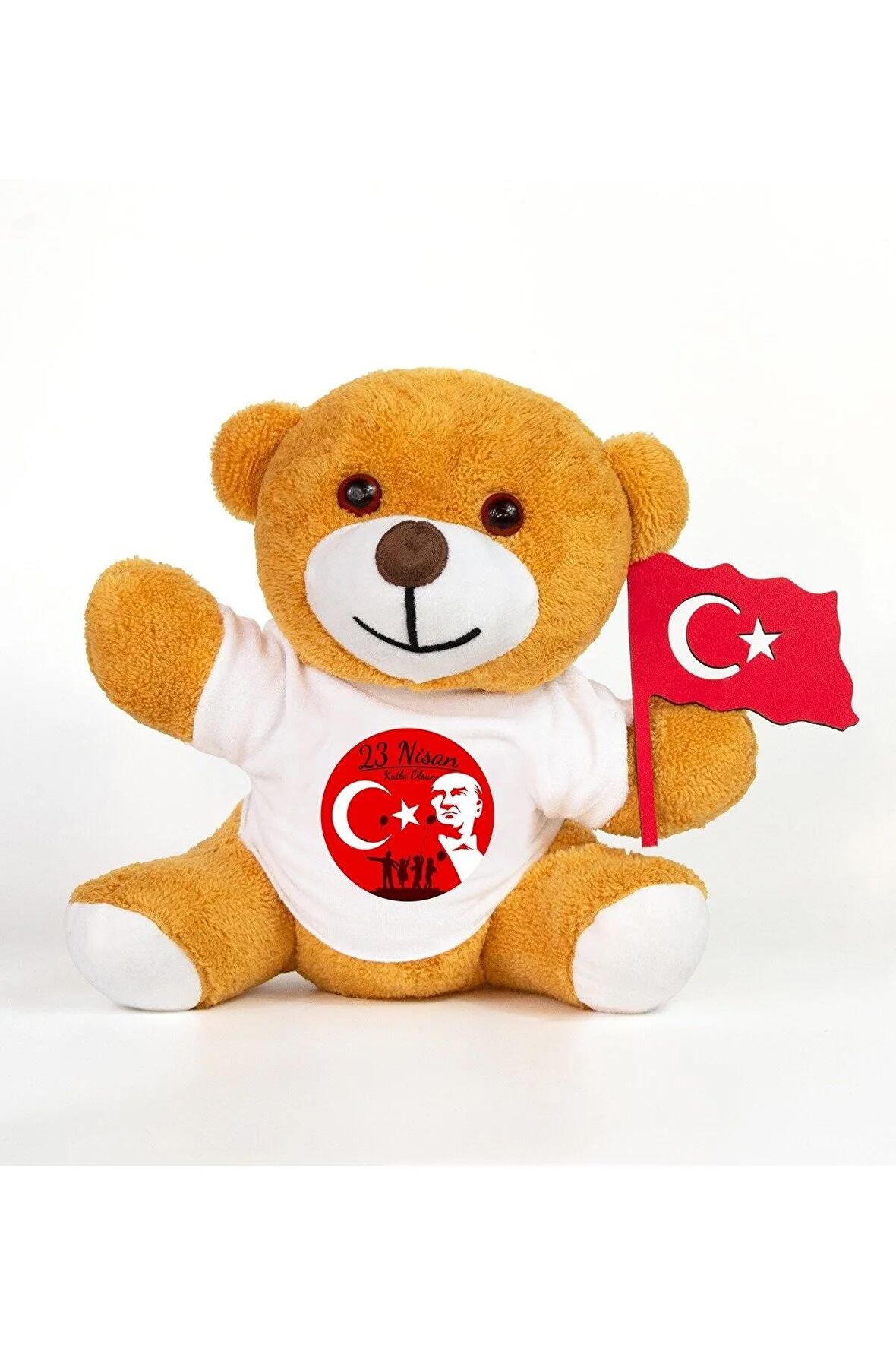 23 Nisan Kutlu Olsun Tişörtlü & Bayraklı Sevimli Ayıcık