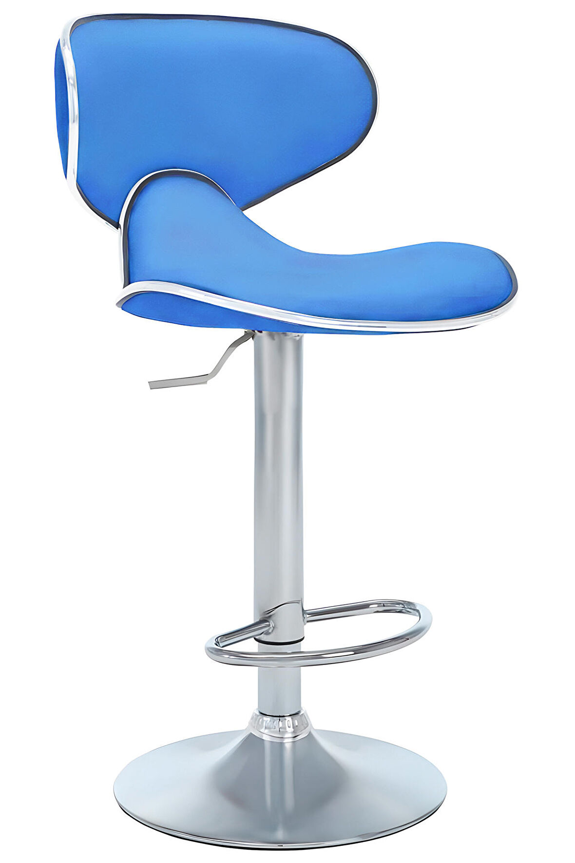 Bürocci Zen Bar Taburesi - Mavi Modern Deri Metal Ataklı Yüksek Tezgah Sandalyesi - 9549S0514