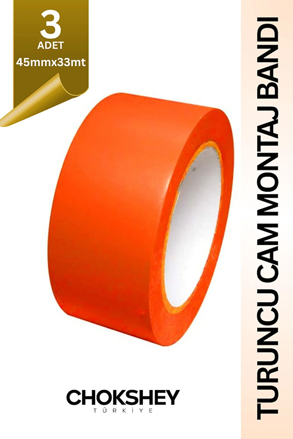 Pvc Oto Cam Bandı – İz Bırakmayan, Dayanıklı Montaj Bandı 45mmx33mt - 3 Adet