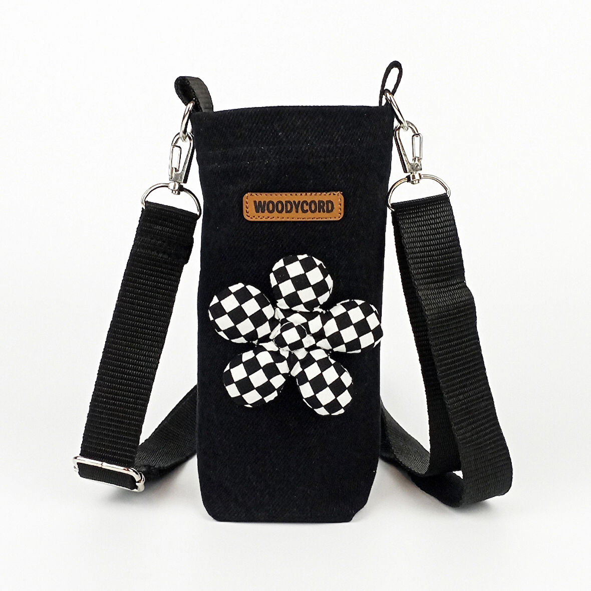 Woodycord El Yapımı 0,5 Litrelik Matara Termos Kılıfı Pofuduk Damalı Çiçekli 