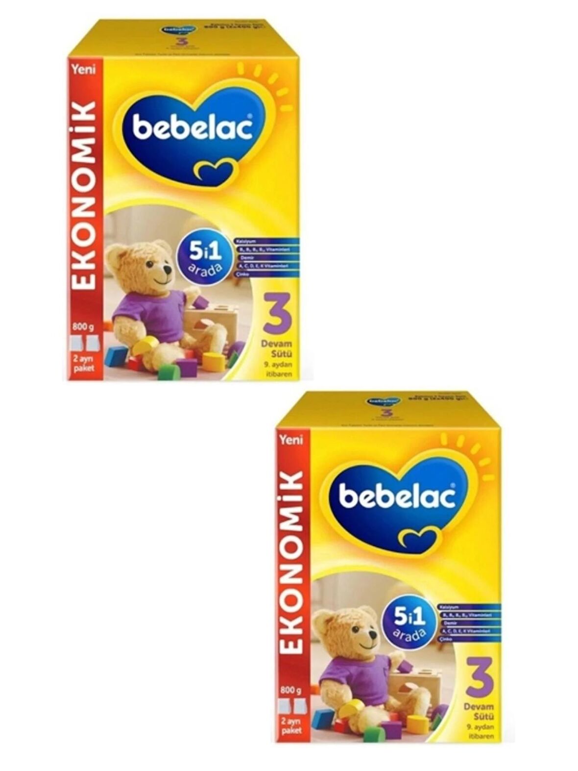 Bebelac 3 Bebek Devam Sütü 800 gr 9-12 Ay X 2 Adet