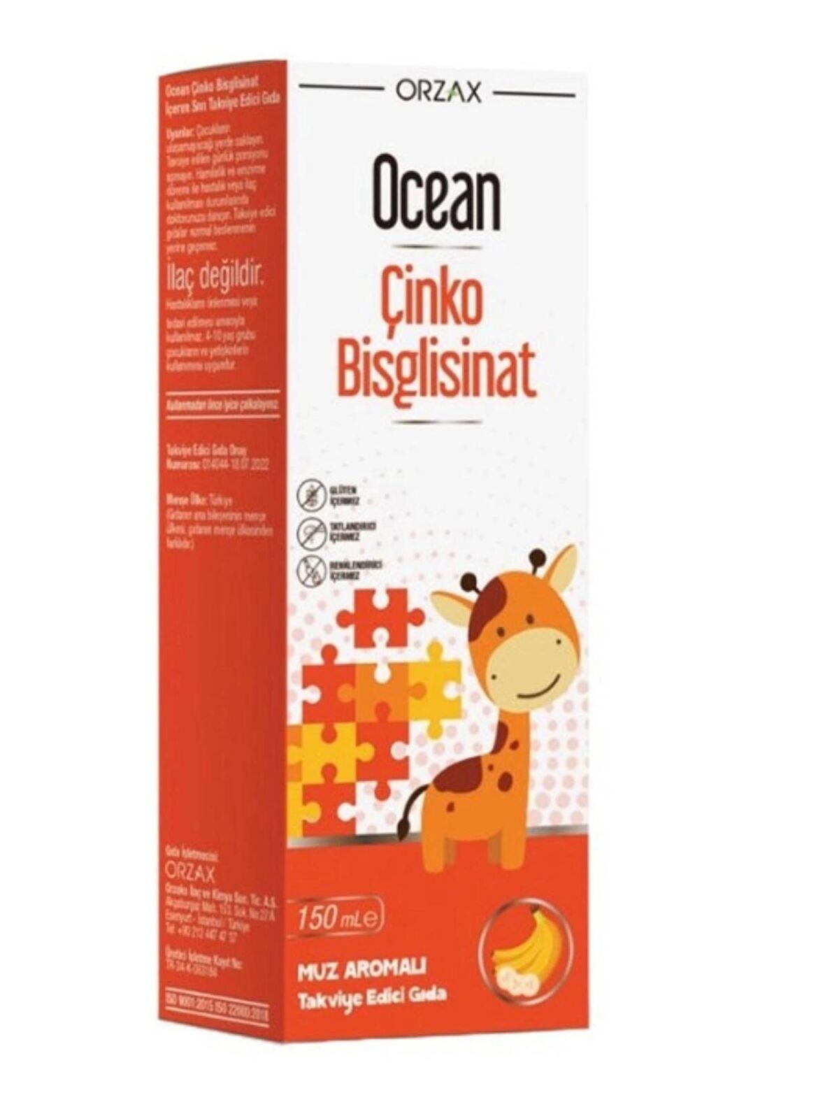 Ocean Çinko Bisglisinat Şurup Muz Aromalı 150 ml