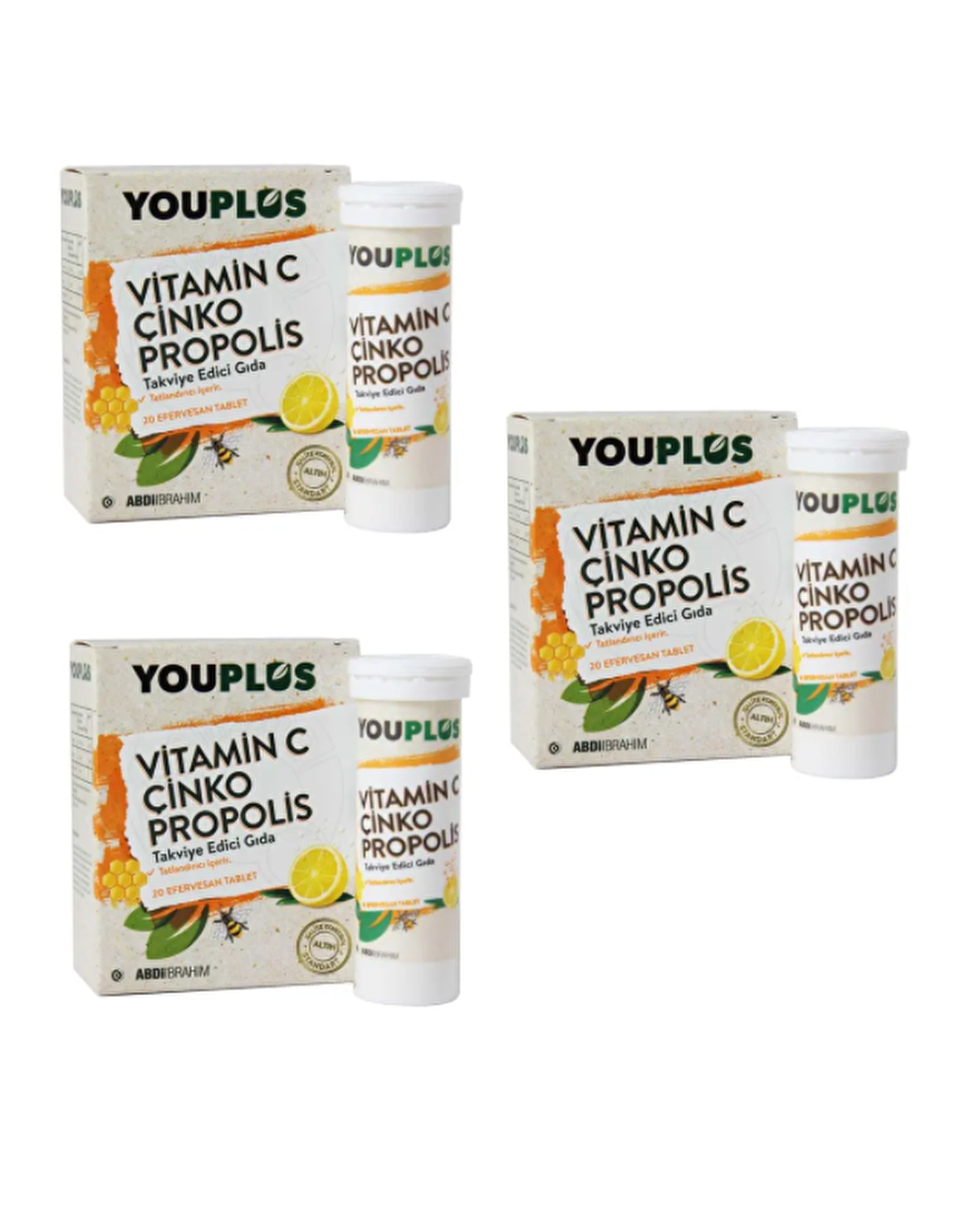 You plus Vitamin C Çinko Propolis 20 Efervesan Tablet 3 Lü